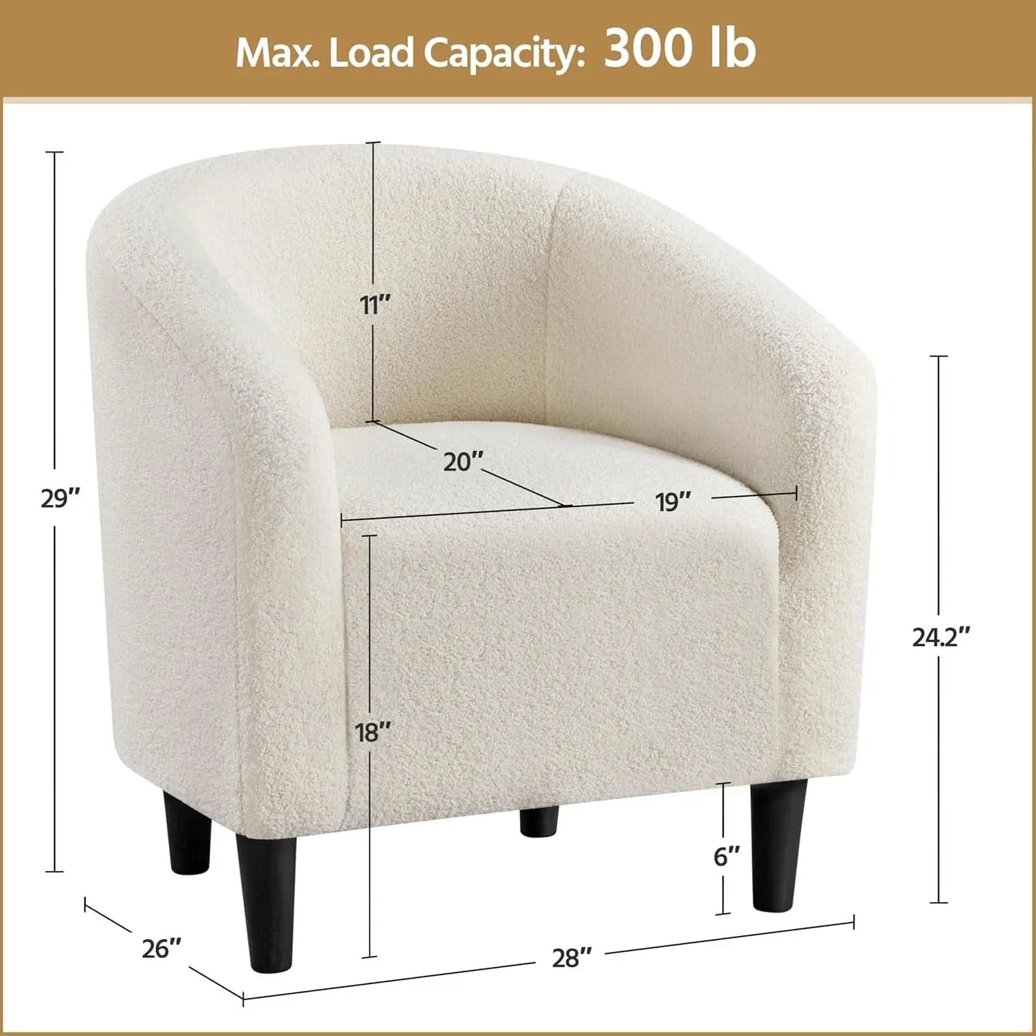 Ivory Barrel Chairs Boucle Living Room Duo Two Piece Set from PriceLows™