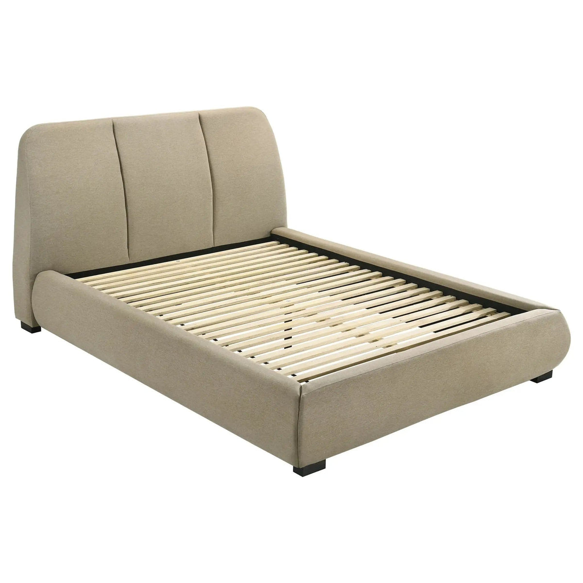Mokena 46-inch Upholstered Queen Platform Bed | 72.75 x 95.25 x 45.5 in | Engineered Wood | Brown