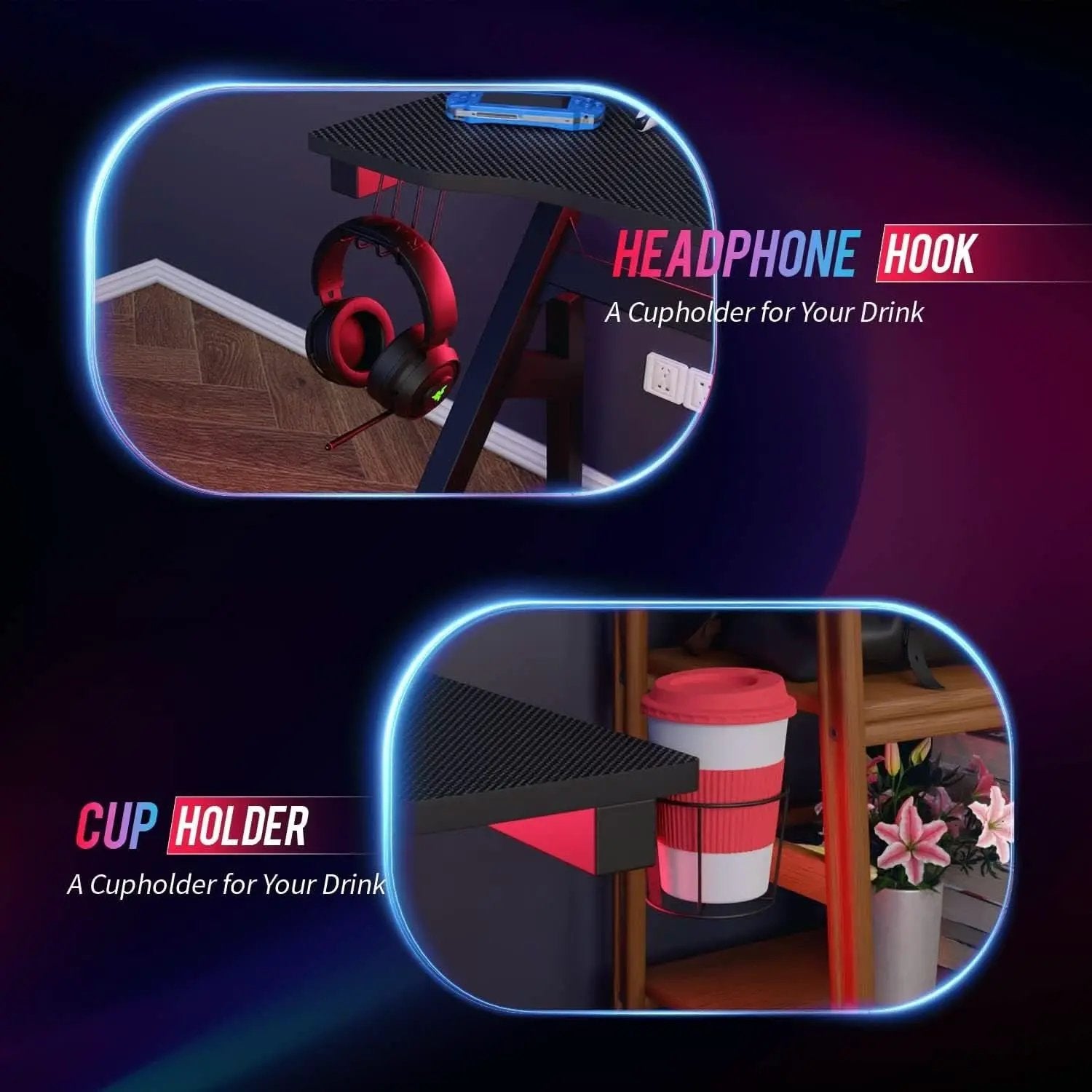 47 Inch Gaming Desk With Cup Holder For Home Office from PriceLows™