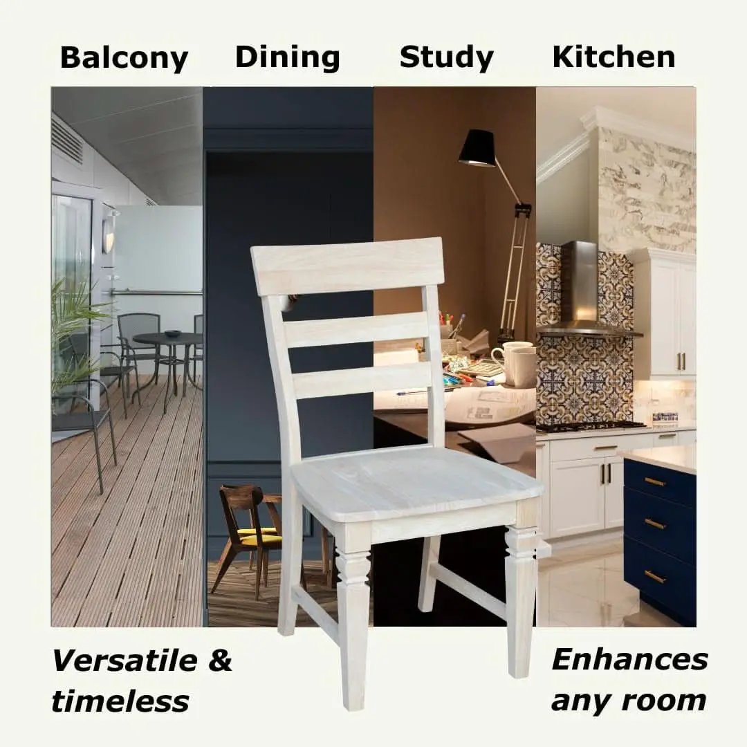 Two Java Dining Chairs Unfinished Parawood 225 Lb Capacity from PriceLows™