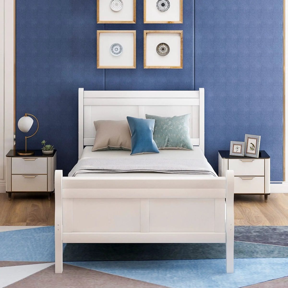 Wood Platform Bed Frame | Headboard Footboard | Wood Slat Support