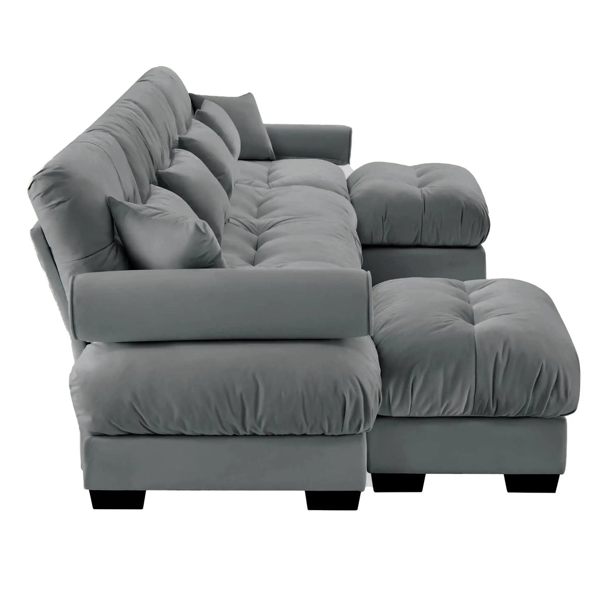 Modular Sectional Sofa | Deep Comfort Cushions | Vintage Fabric Ottoman