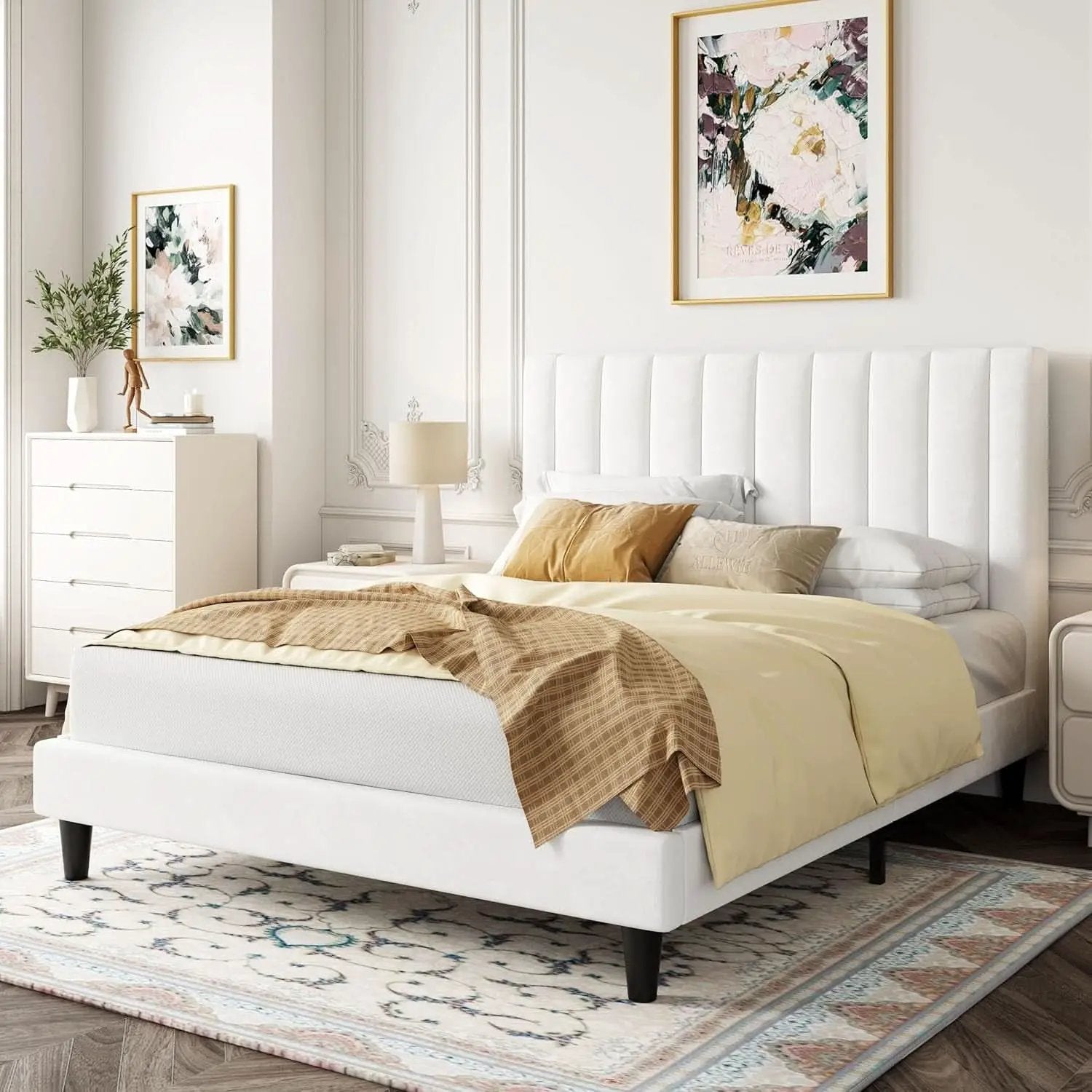 Queen Velvet Upholstered Bed Frame With Tufted Headboard from PriceLows™