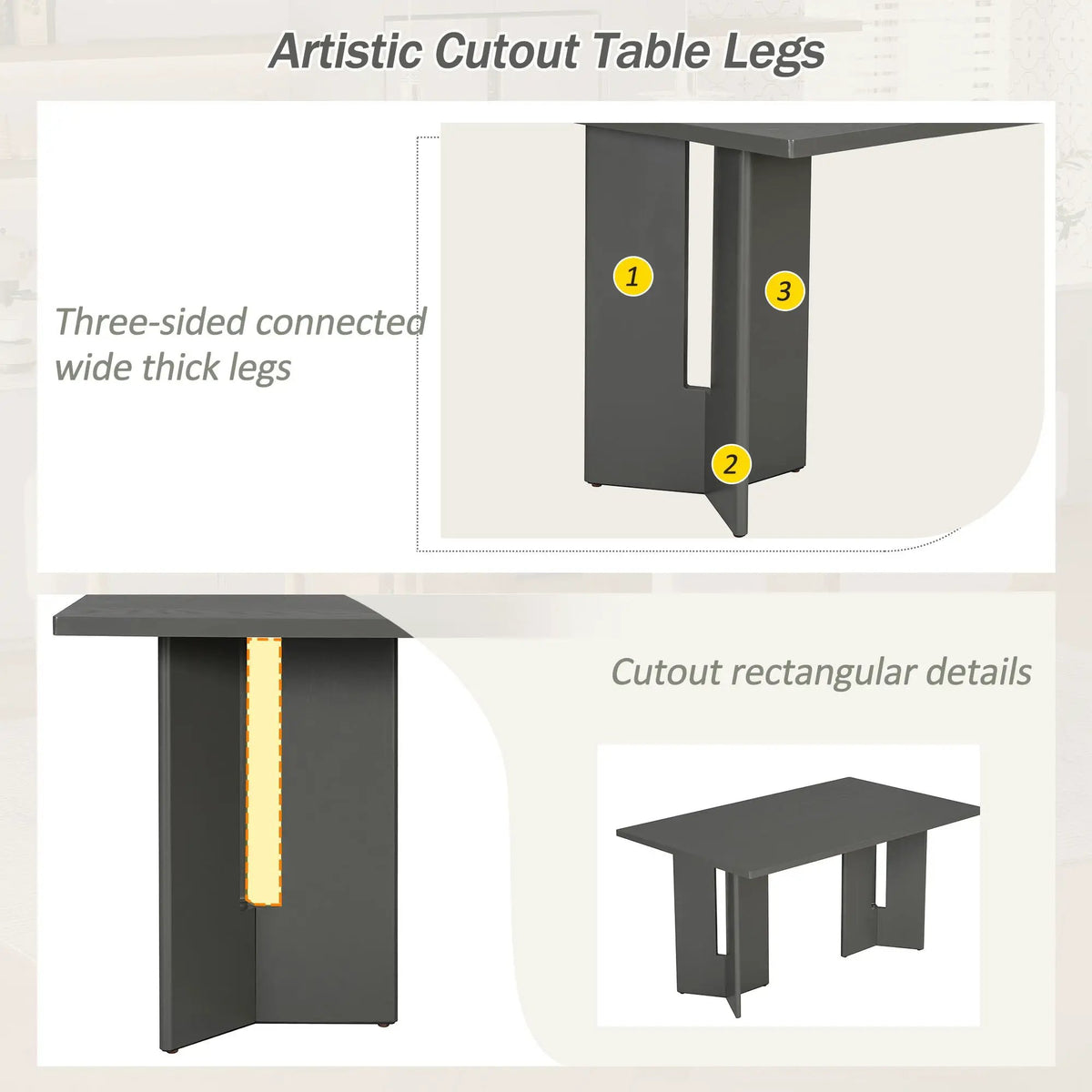 Dining Table Set | 60 Inch Rectangular | Six Upholstered Chairs