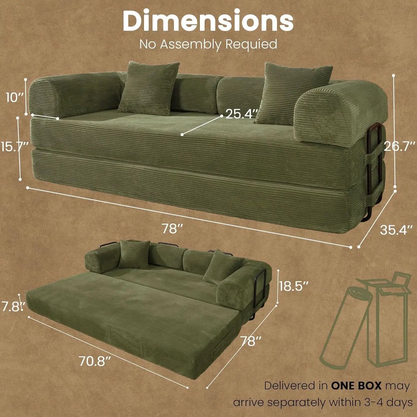 Seventy NineIn Convertible Sleeper Sofa Light Green from PriceLows™