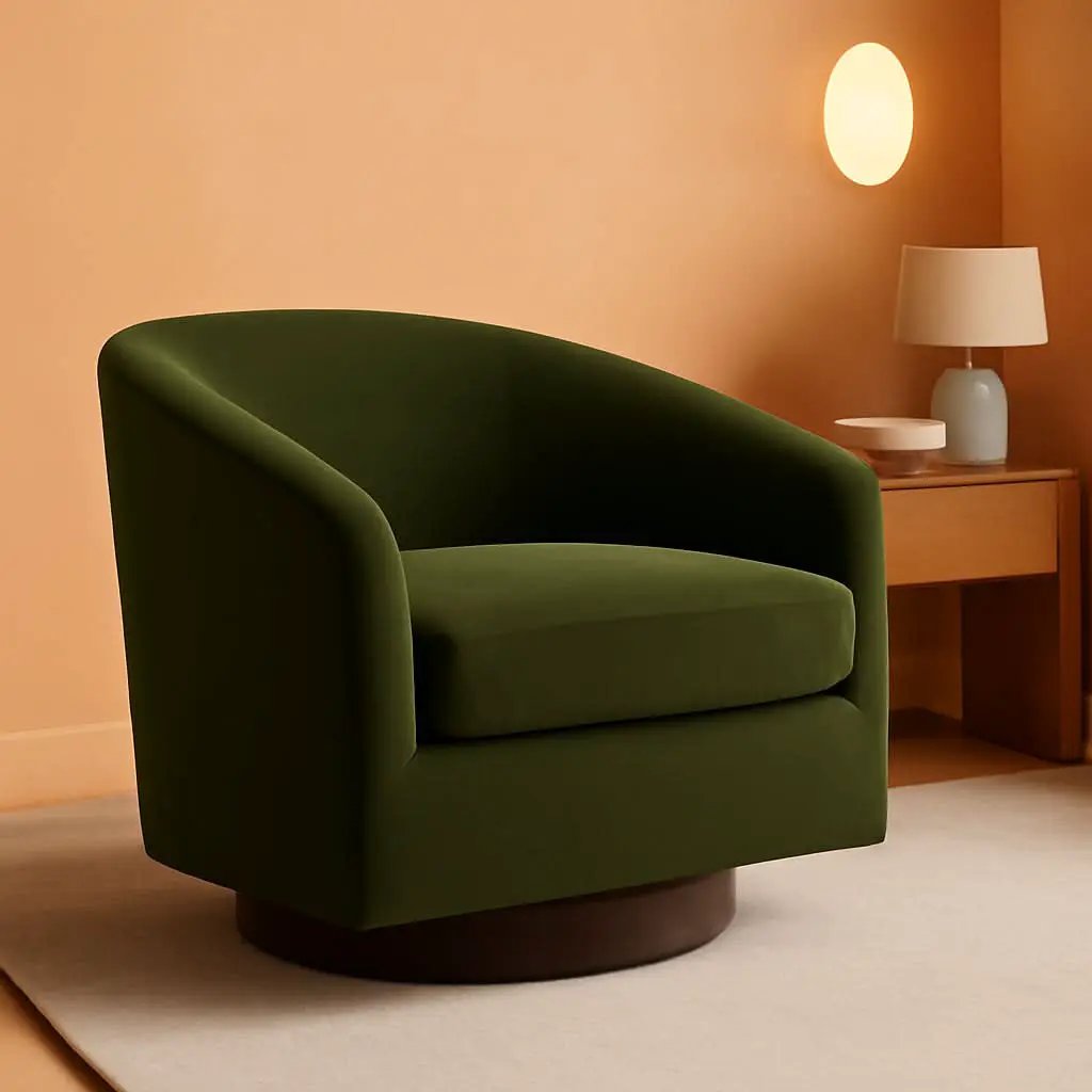 Forest Green Velvet Swivel Upholstered Armchair FSC from PriceLows™