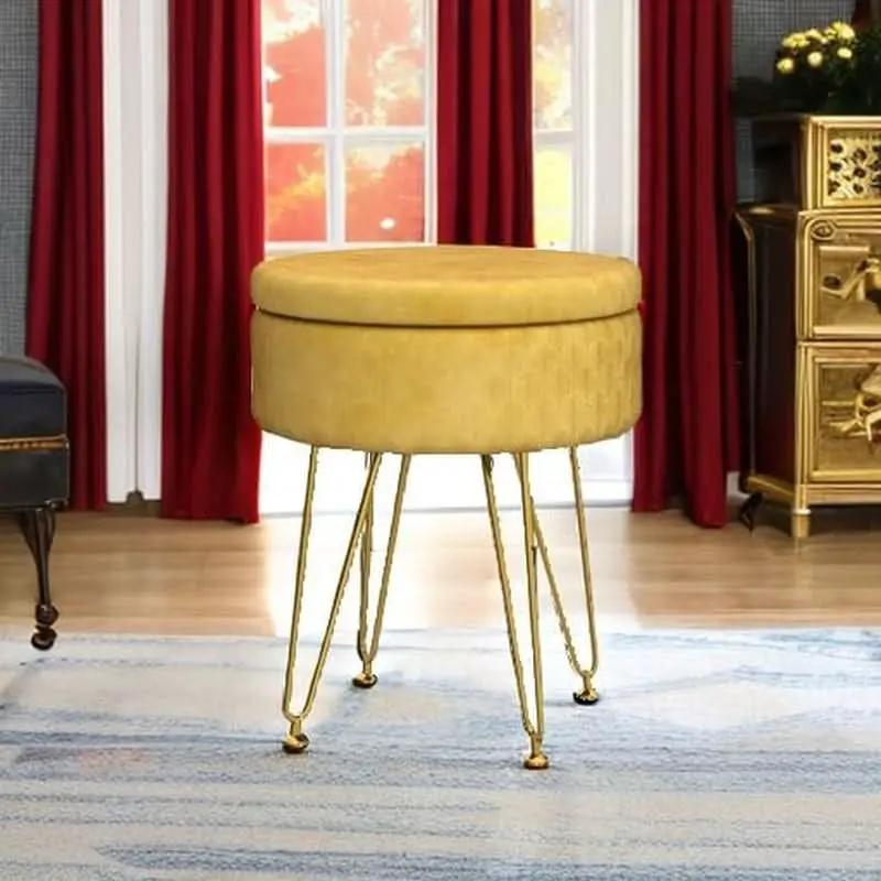 Ginger Velvet Storage Ottoman With Generous Capacity from PriceLows™