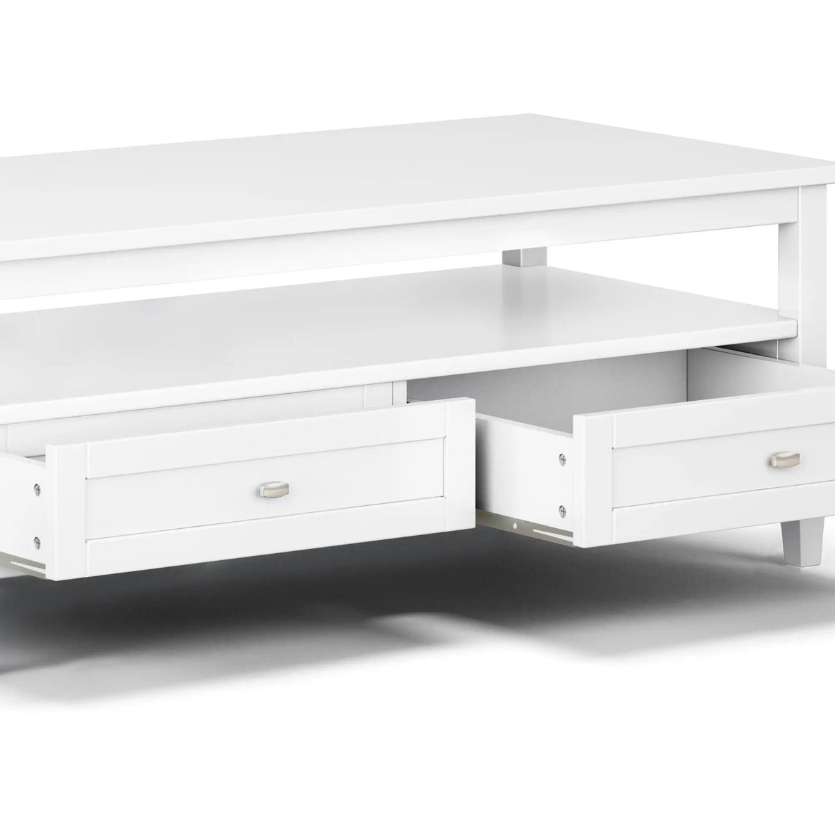 Warm Shaker Solid Wood Table | Bottom Drawer | Open Shelf Storage