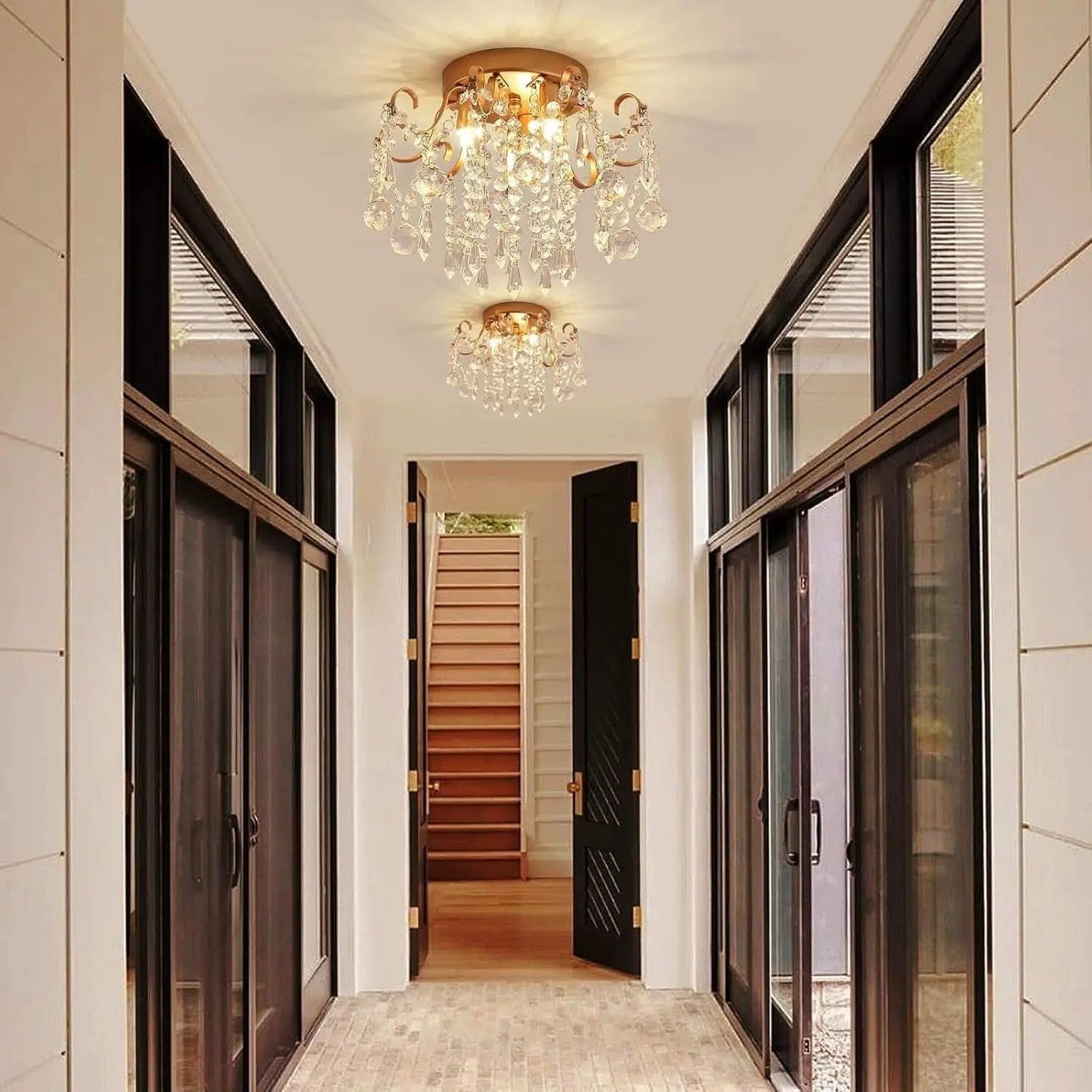Small Gold Crystal Chandelier Three Light G9 Modern Design from PriceLows™