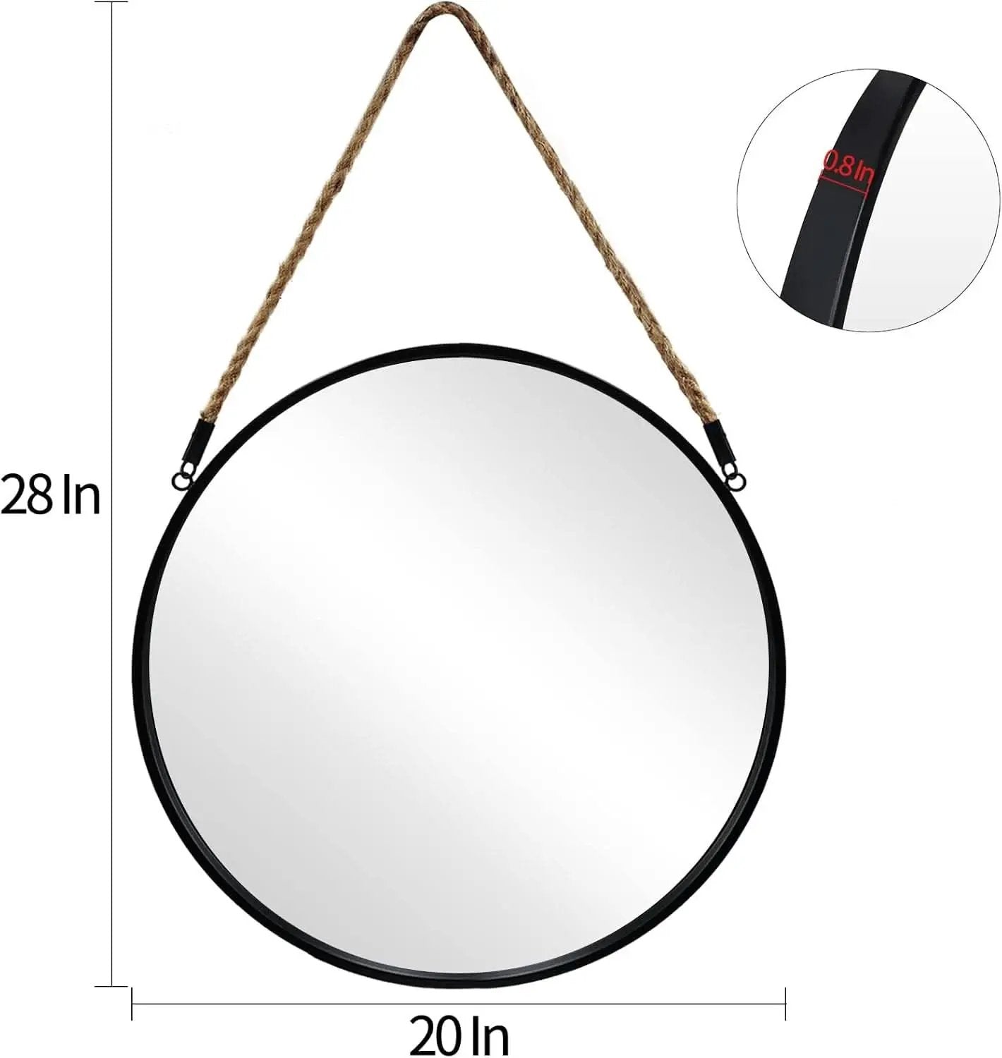 20 Inch Round Hanging Mirror Wall Mounted Classic from PriceLows™
