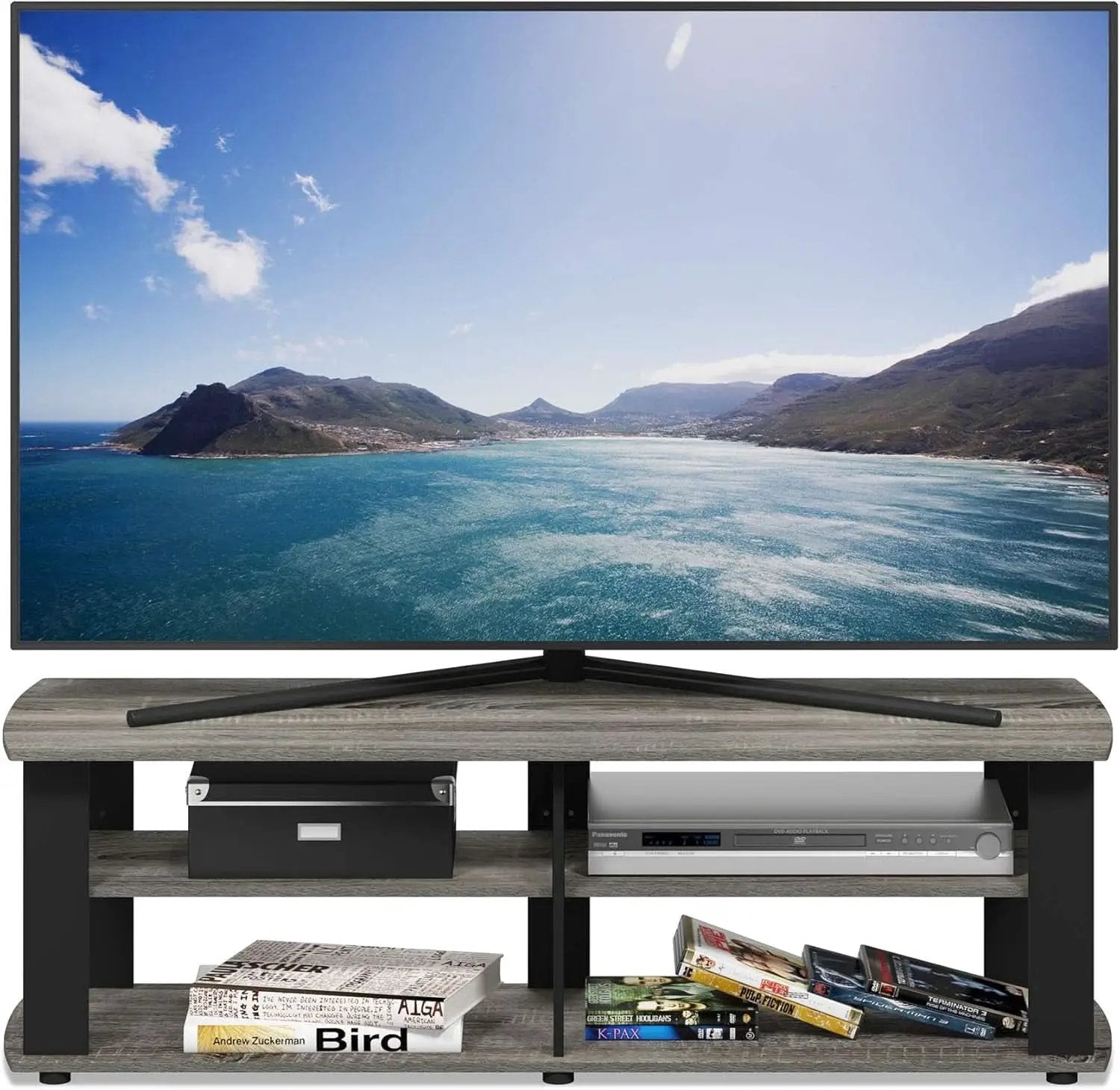 Nelly Entertainment Center TV Stand 43 Inch Wide Grey Black from PriceLows™