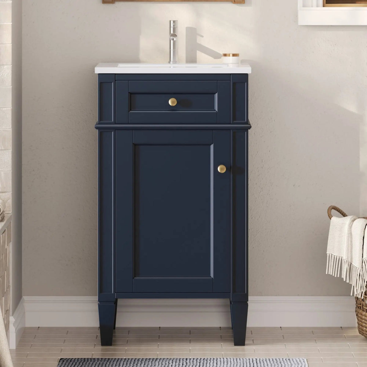 French Style Bathroom Vanity | Rectangular Design | Soft-Closing Door | Adjustable Shelf