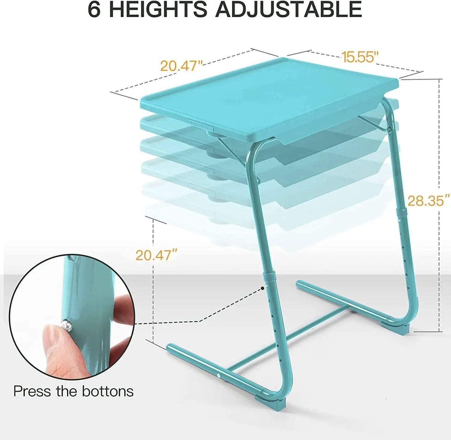 Adjustable TV Tray Table Azure With 6 Height 3 Tilt Angles from PriceLows™