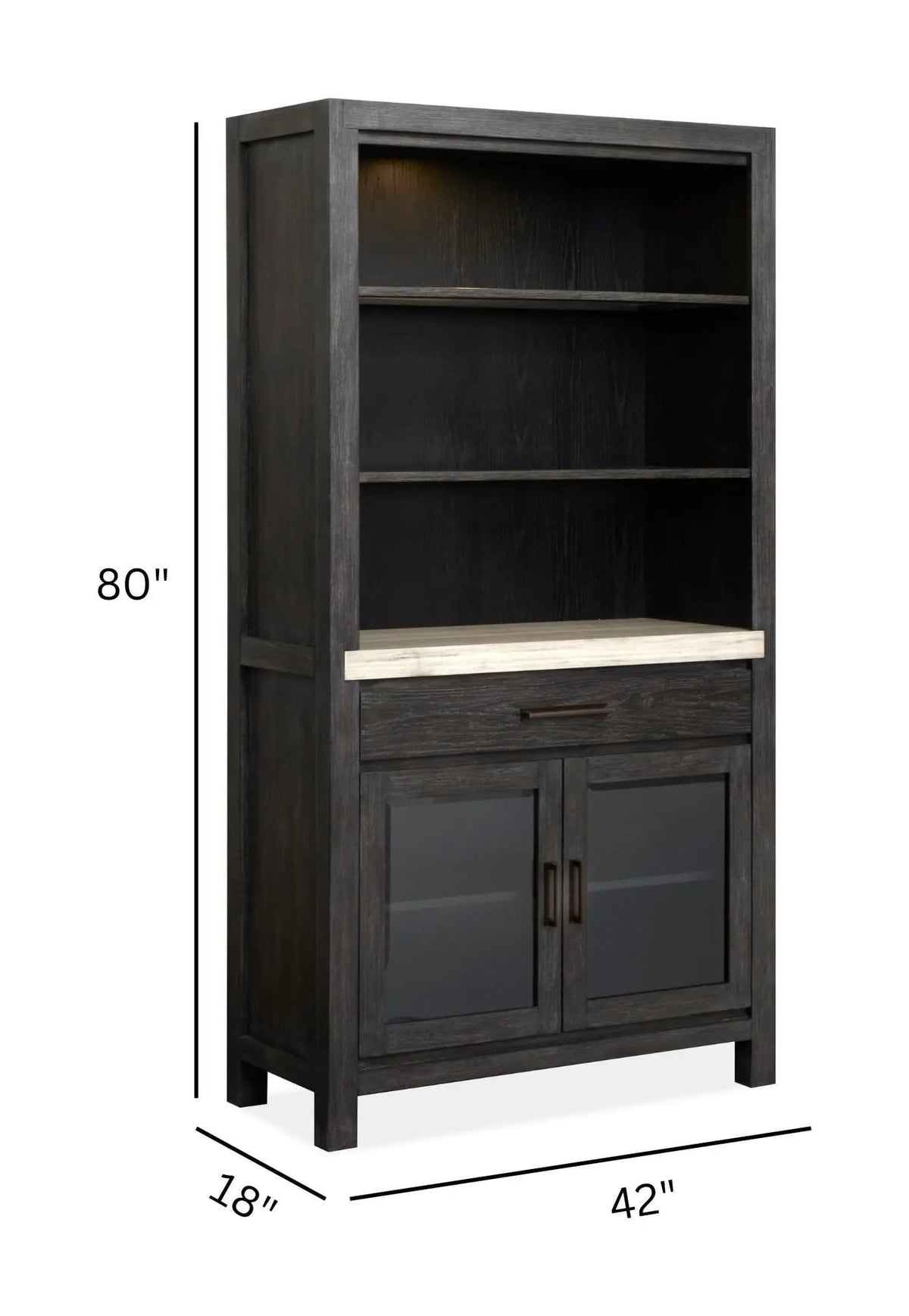 Plum Creek Display Cabinet | 2 Pieces | Oak Veneer & Fabric | Home