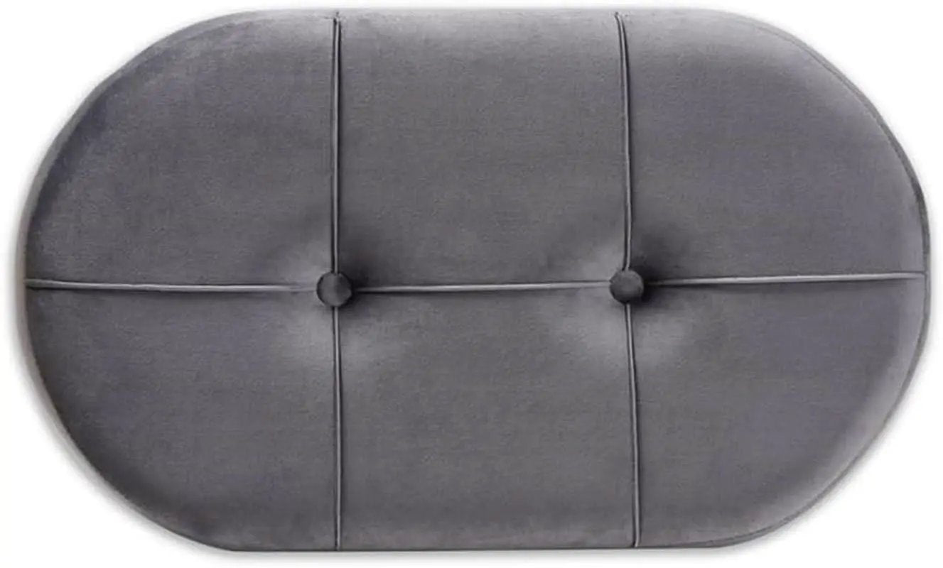 Greyish Velvety Upholstered Wood Ottoman Mid Century from PriceLows™