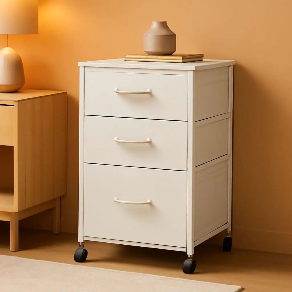 Mobile File Cabinet With 3 Drawers Rolling In White from PriceLows™