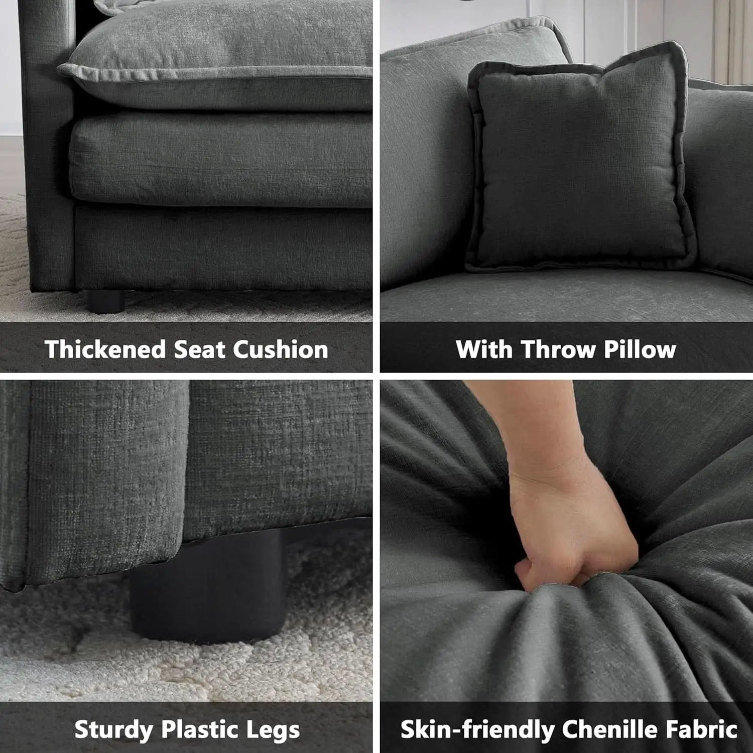 Grey Chenille 3 Piece Sofa Set With Two Single Sofas And One 3 Seater from PriceLows™