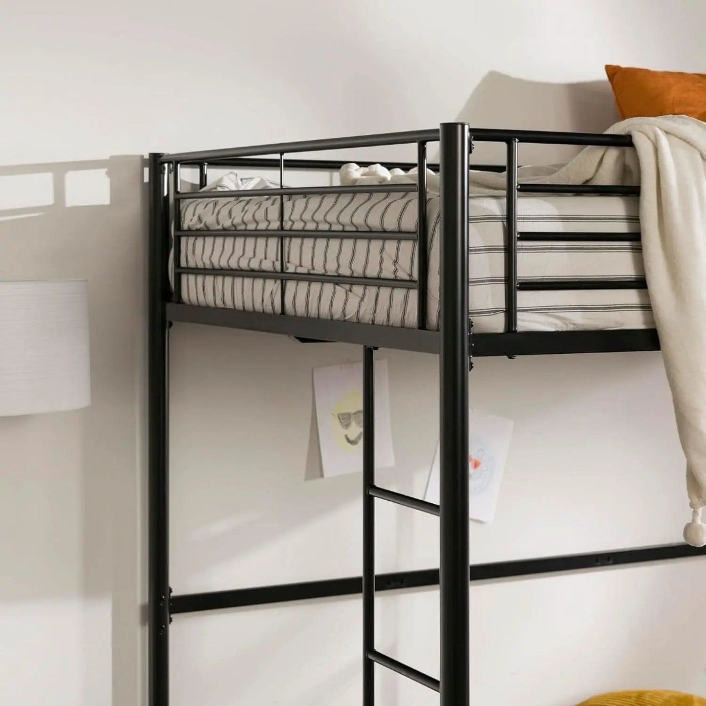 Urban Industrial Metal Double Loft Bunk Bed Full Black from PriceLows™