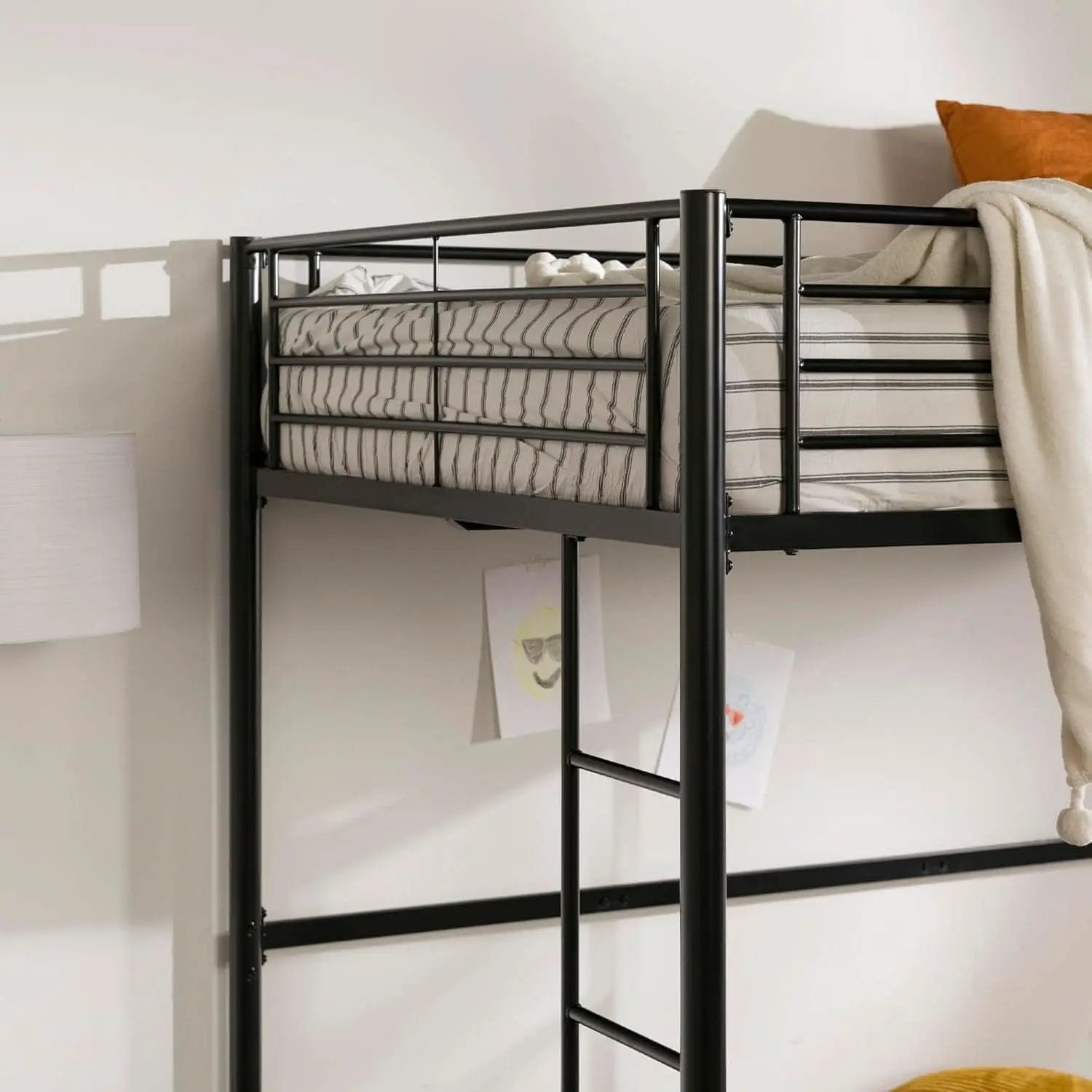 Urban Industrial Metal Double Loft Bunk Bed Full Black from PriceLows™