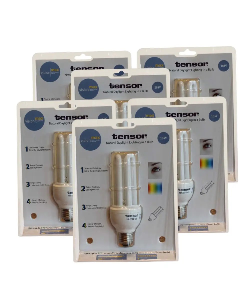 CFL Light Bulb | Full Spectrum | 18 Watt | Standard Base Set Of 6