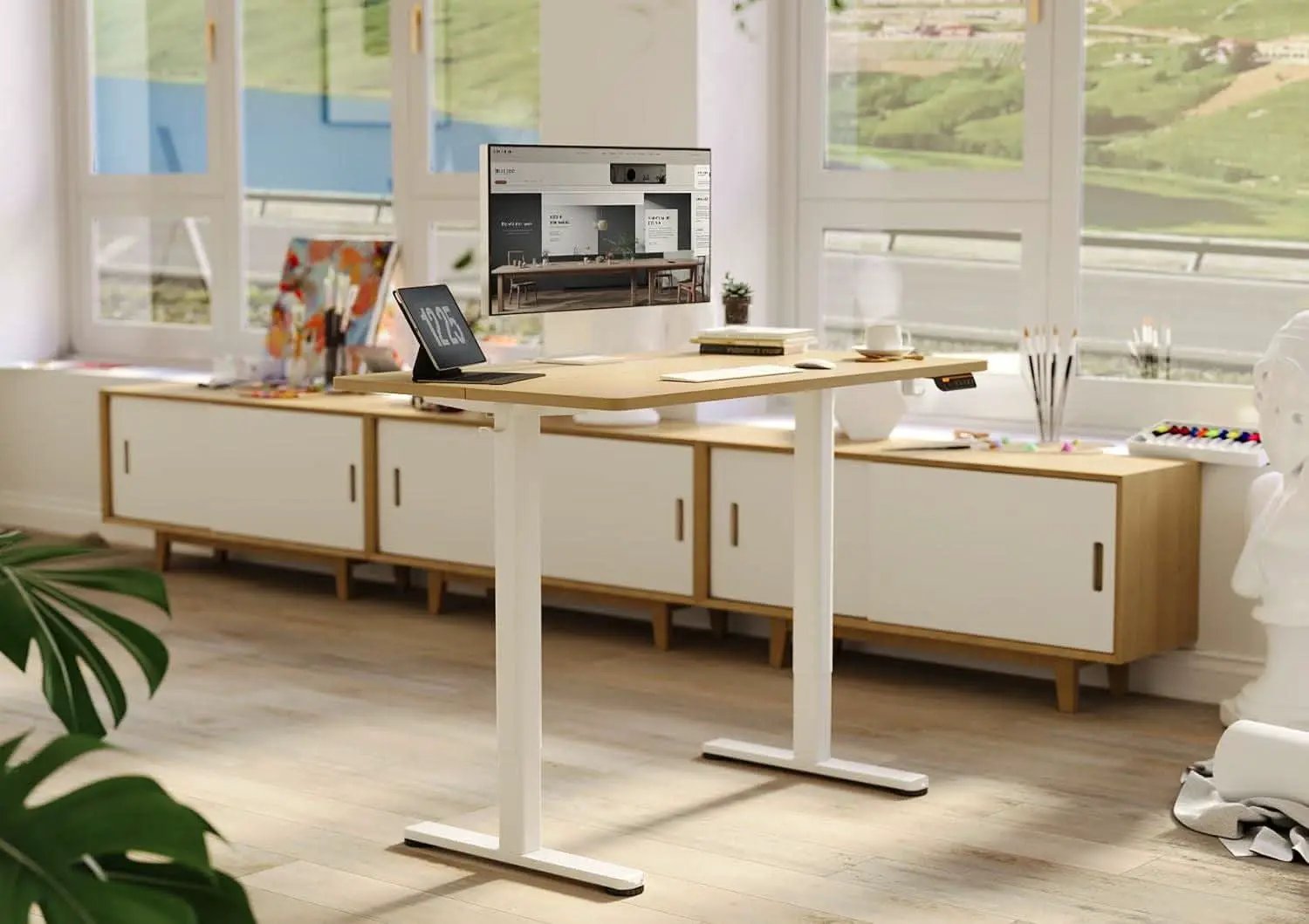 Electric Standing Desk 48X24 Inches White Height Adjustable from PriceLows™