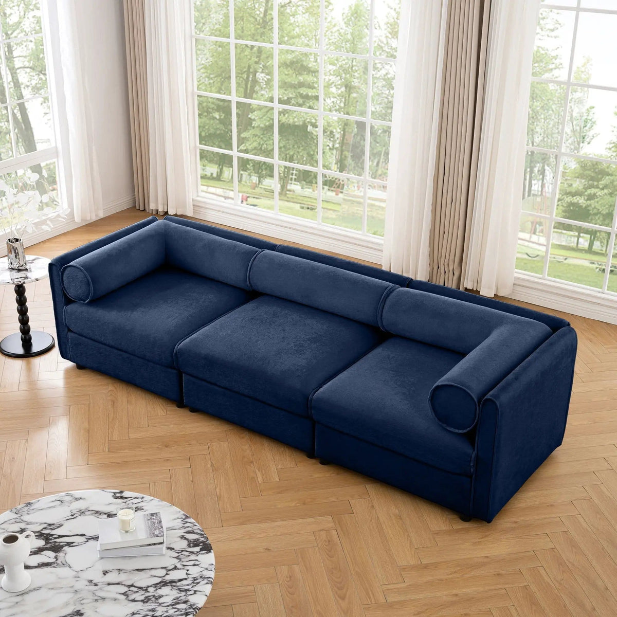 Stylish Sofa With Storage Seat And Cylindrical Backrest | Stationary Sofa | Living Room Furniture | Living Room