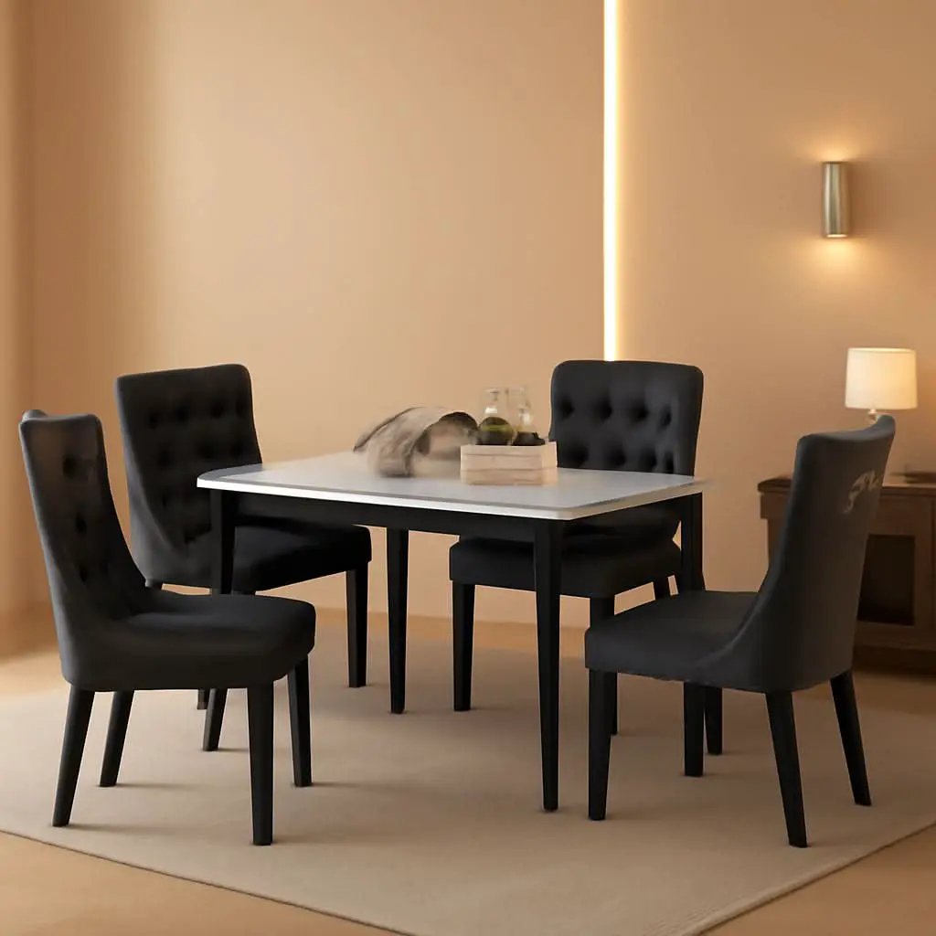 Tufted Velvet Dining Chairs Set of 4 With Acrylic Legs from PriceLows™