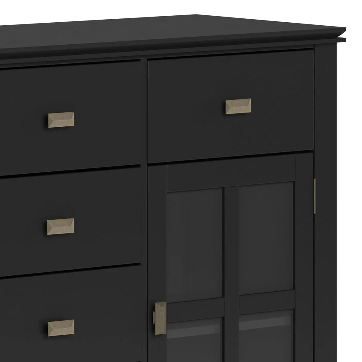 Artisan Sideboard Buffet | Handcrafted Solid Wood | 6 Center Drawers | Metal Glides