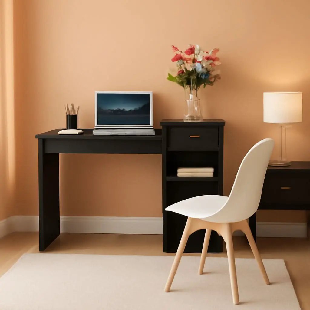 Black Wooden Computer Desk With Storage Drawer Cpu Stand from PriceLows™