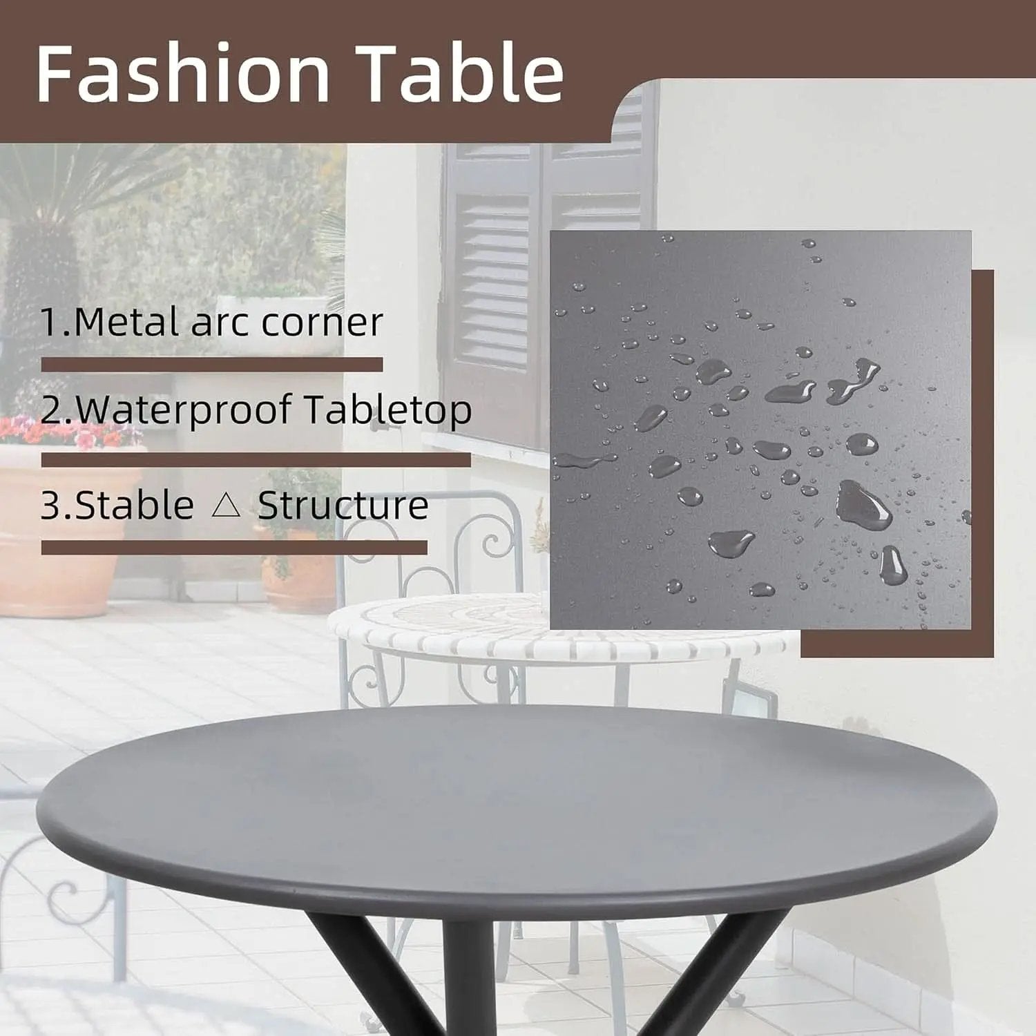 Three Piece Patio Bistro Set With Textilene Fabric Chairs And Table Grey Outdoor Furniture Set from PriceLows™