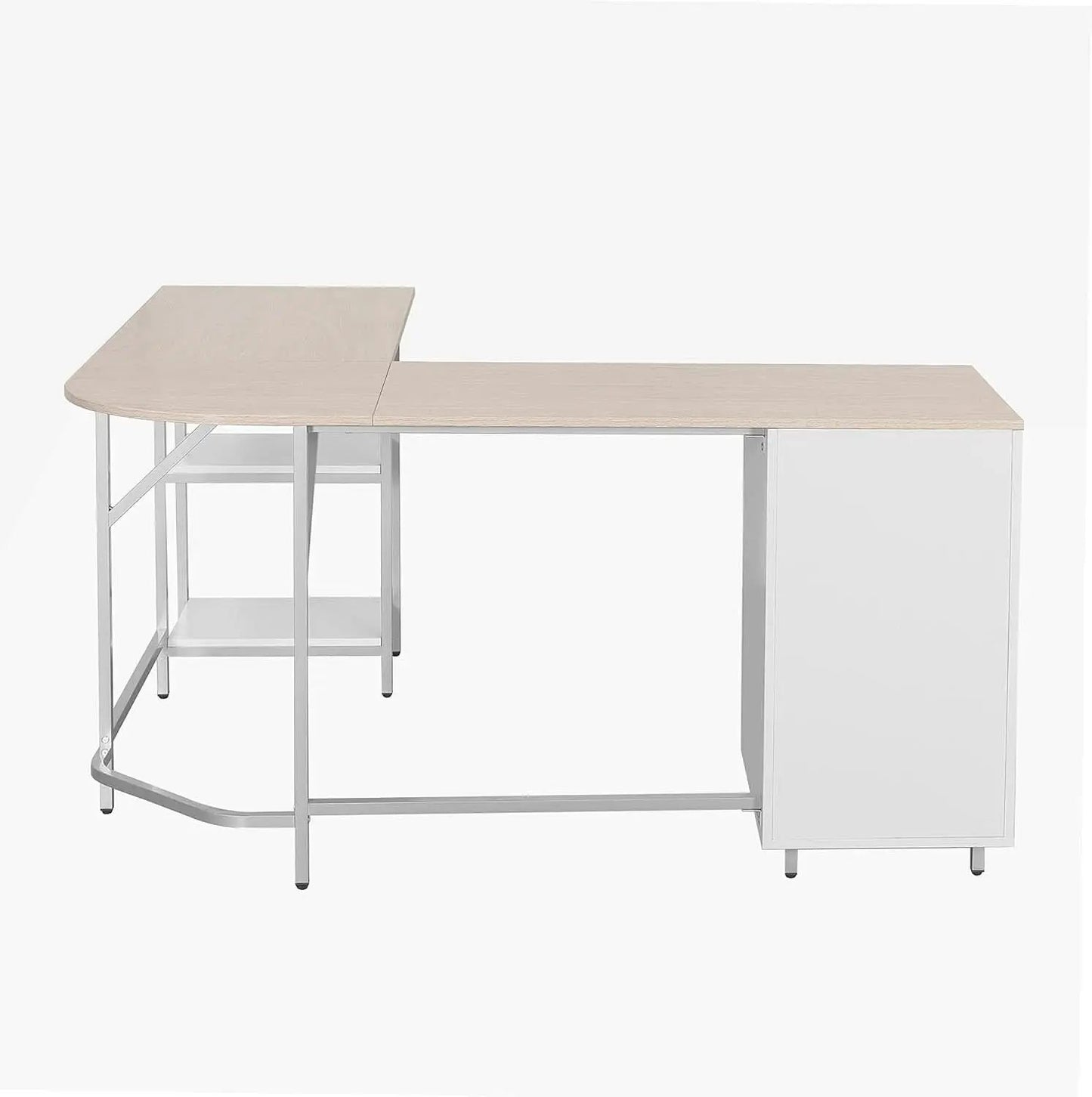 L Shaped Desk Two Toned With Drawers And Open Shelf Home Office from PriceLows™