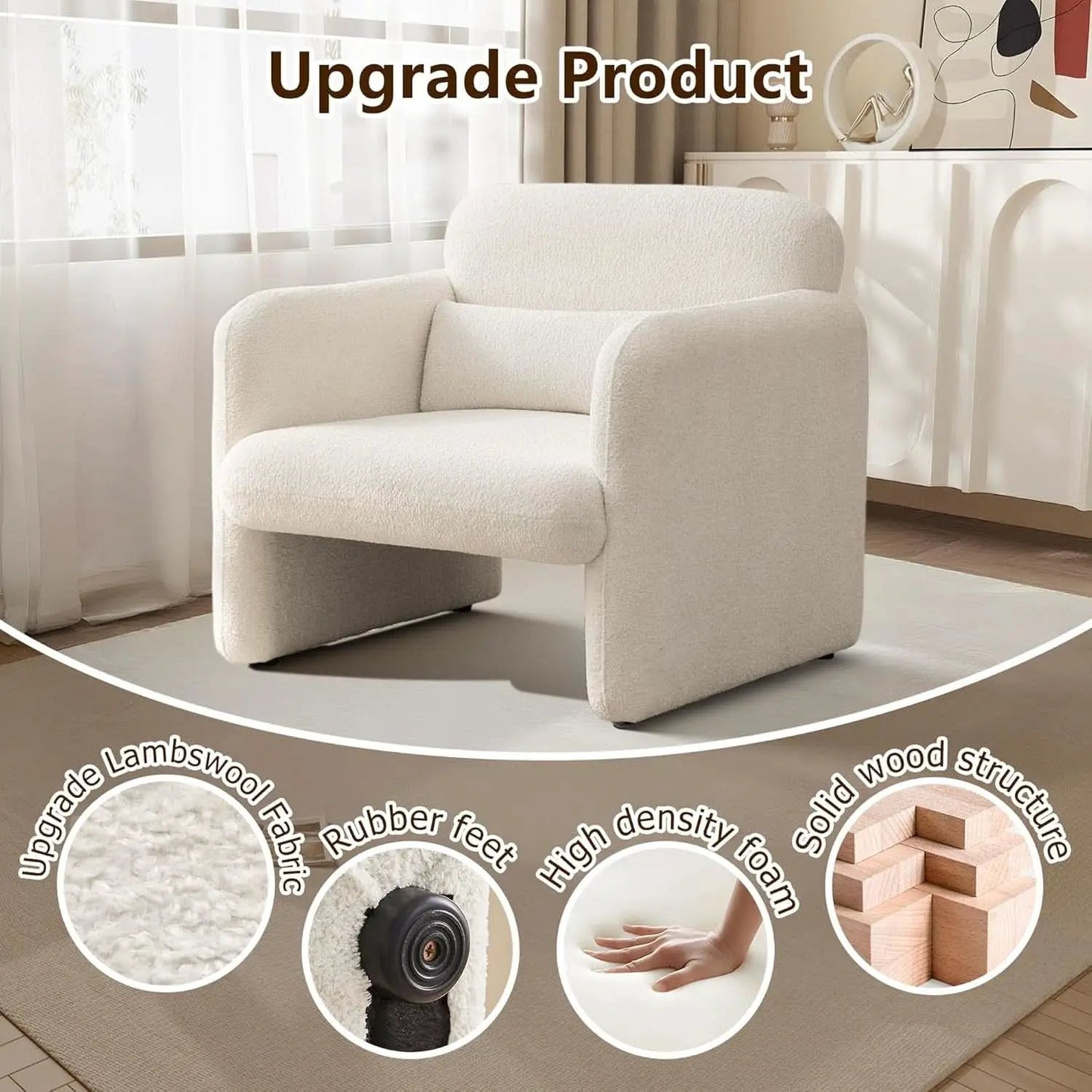 LuxuriousAndComfortable Lambswool Fabric Accent Chair With Arms from PriceLows™