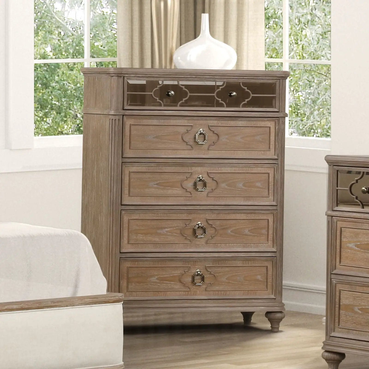 Accent Chest | Rustic Oak Finish | Back Dovetail Drawers | Solid Wood Construction