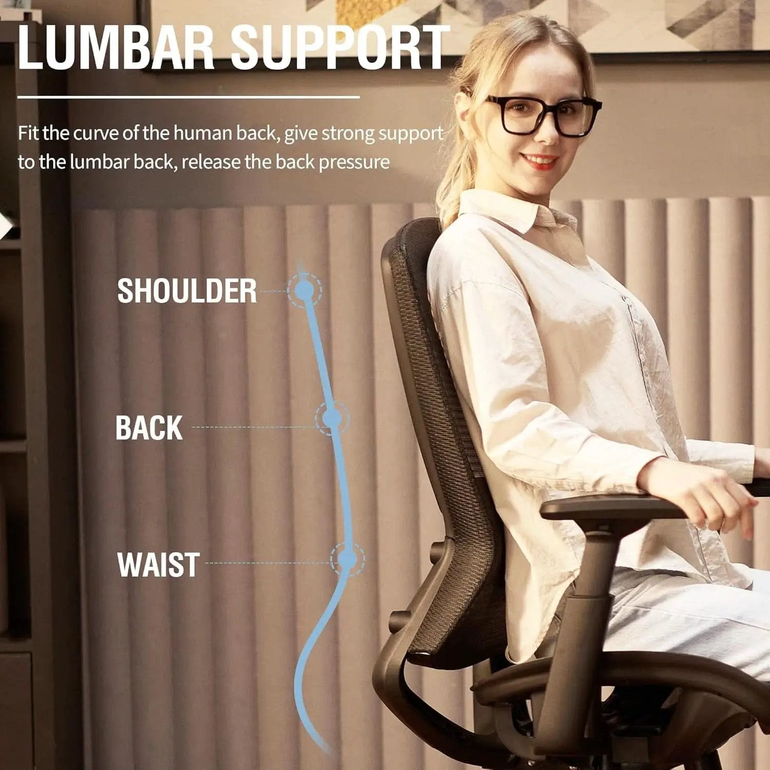 Ergonomic Mesh Office Chair With Adjustable Lumbar Support from PriceLows™