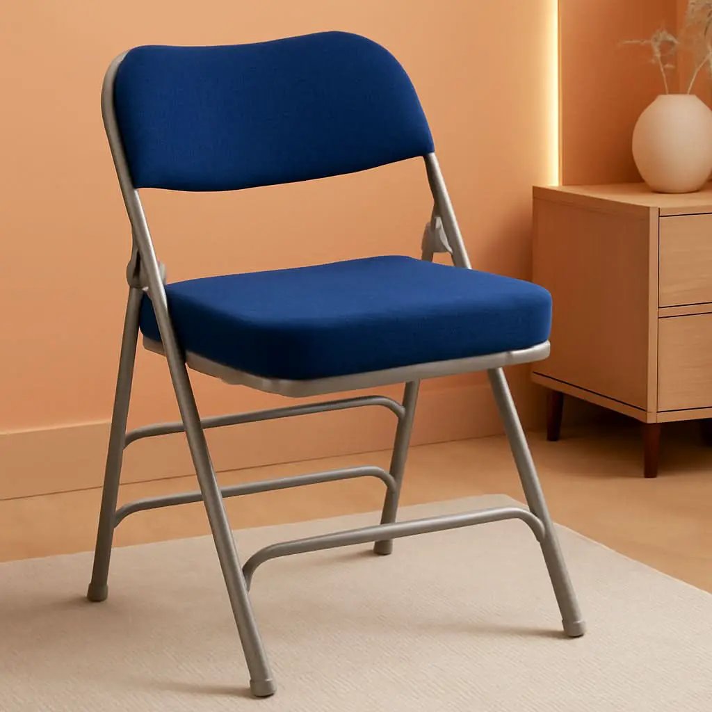 Navy Cushioned Metal Folding Chairs Set of 2 for Events from PriceLows™