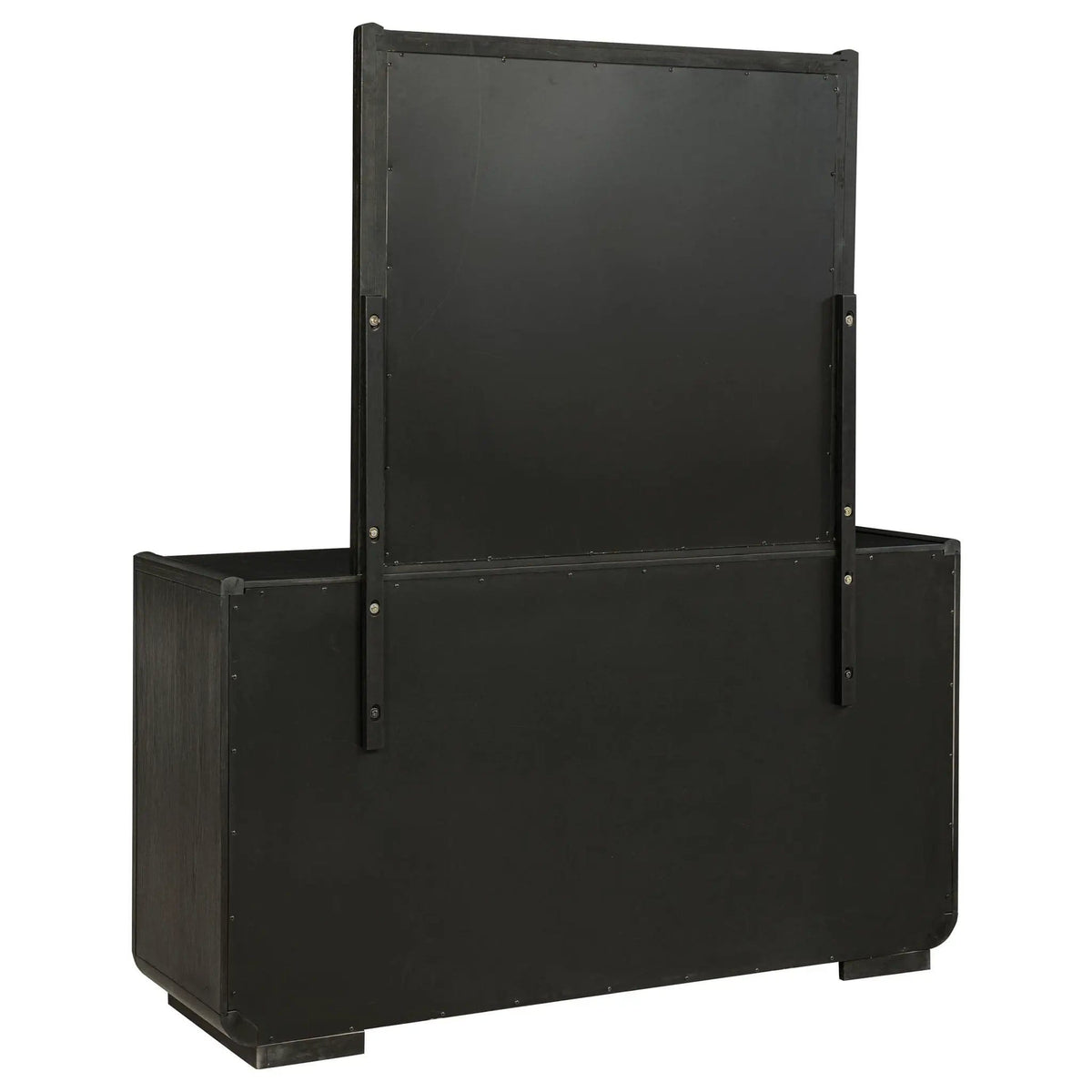 Leandro 8-drawer Bedroom Dresser with Mirror Burnished | 66.25 x 19 x 77.5 in | 8-Drawer | Black