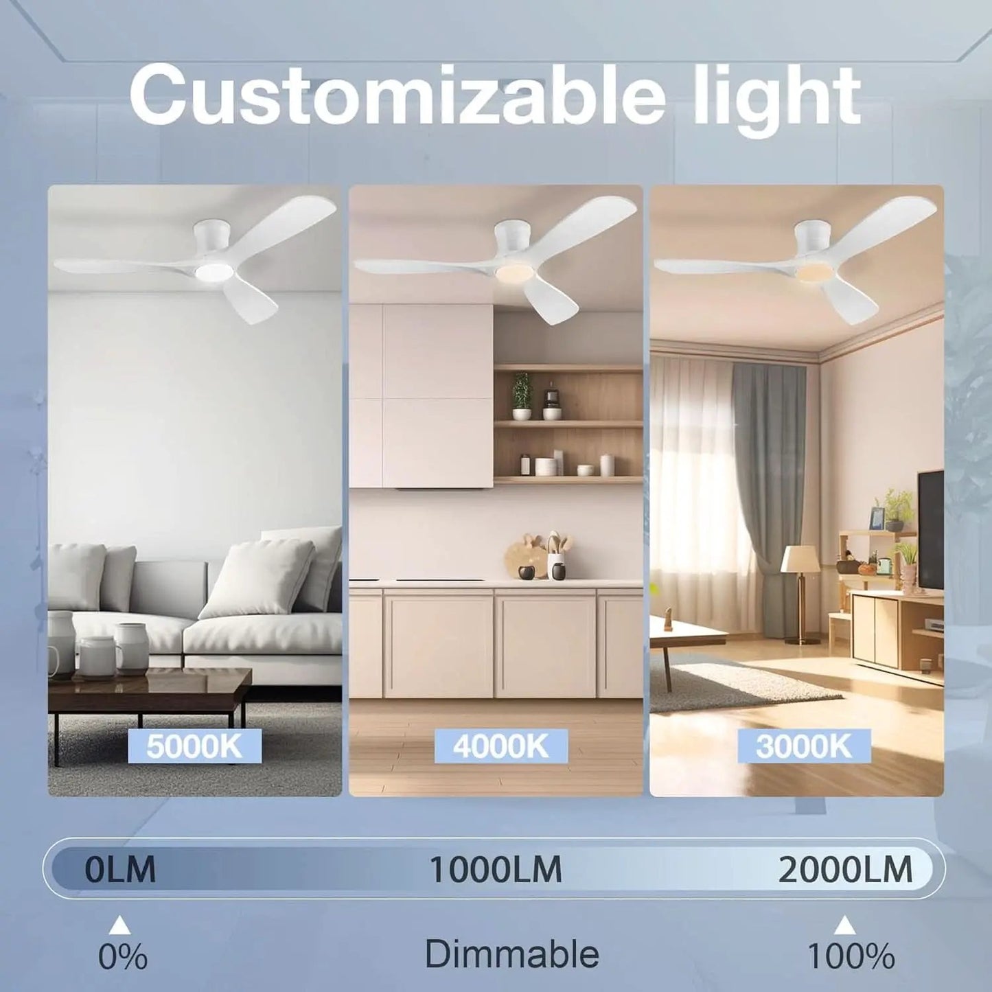 52 Inch Smart Low Profile Ceiling Fan With Remote Control from PriceLows™