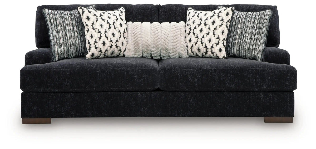 Whitmore Manor Sofa | 95 x 45 x 41 in | Chenille & Wood | Black Pearl