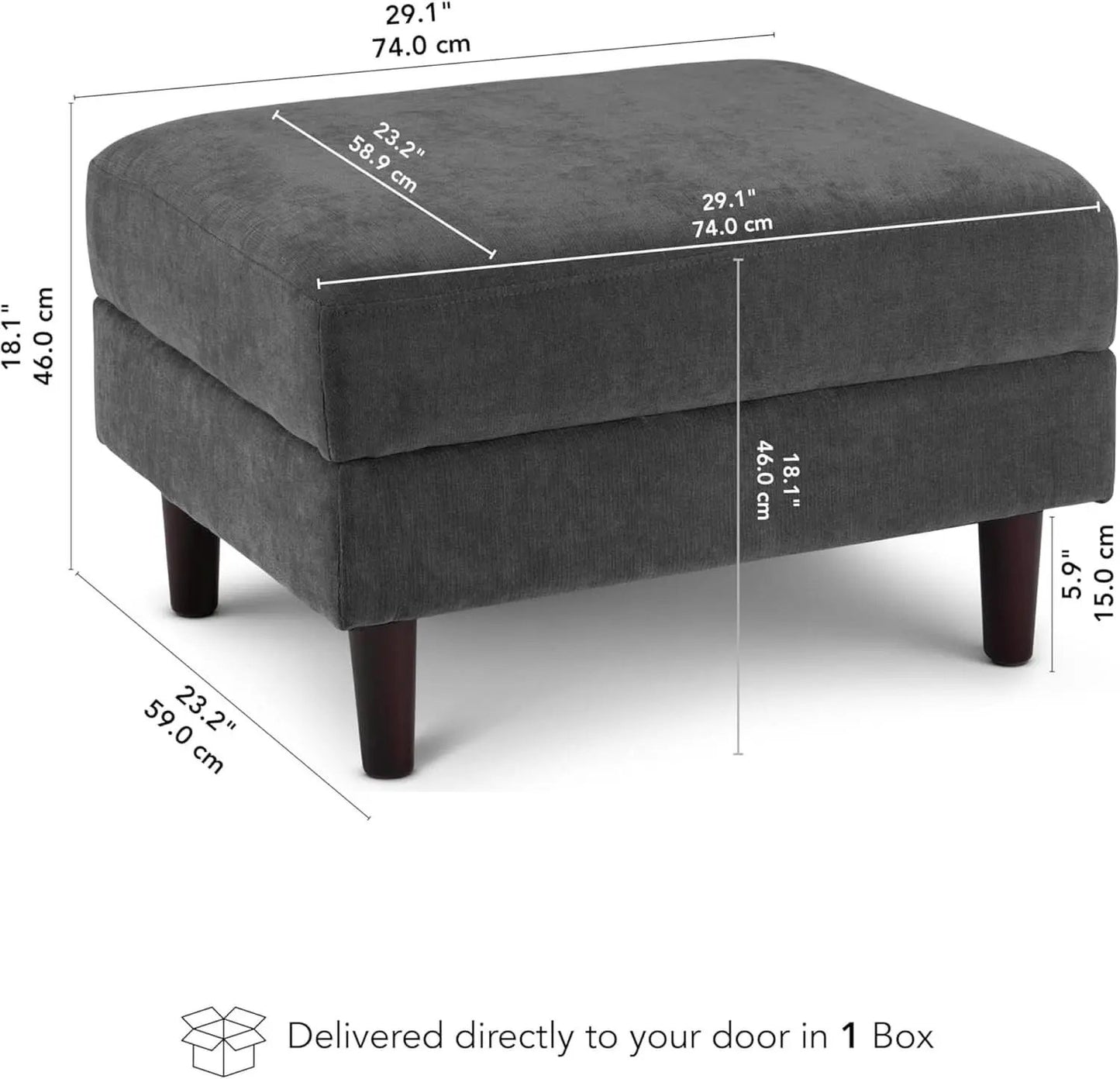 Iron Gray Chenille Reinforced Storage Ottoman Tray from PriceLows™
