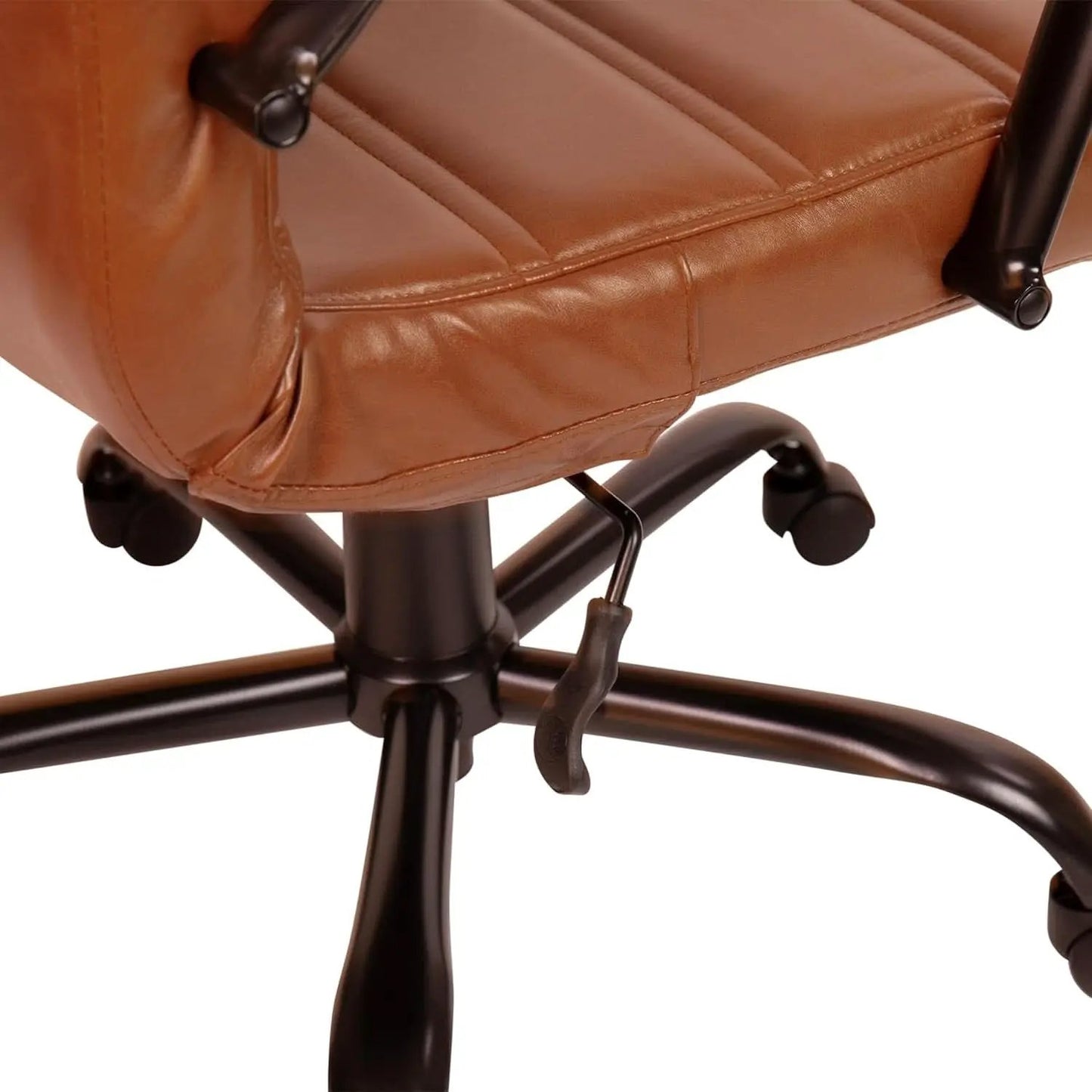 Whitney Mid-Back Leather Desk Chair Brown Black Adjustable Height from PriceLows™
