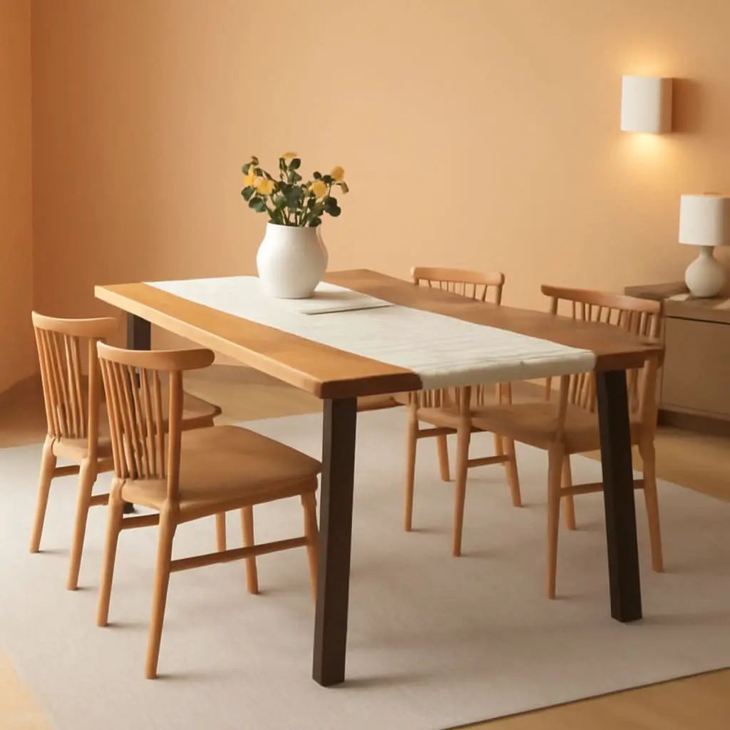 Acacia Wood Dining Table For 6 With Iron Legs IndoorOutdoor from PriceLows™
