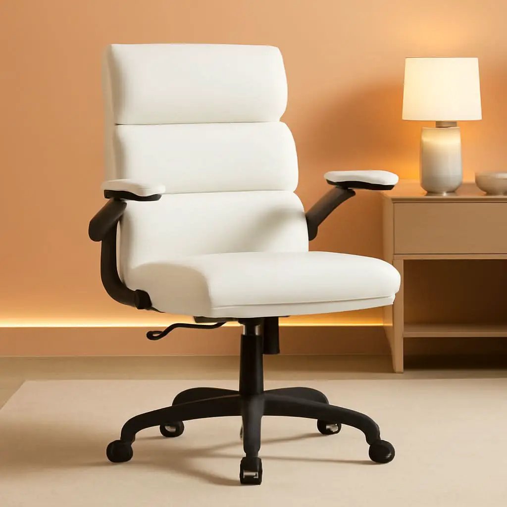 White Ergonomic Office Chair With Adjustable Back Support from PriceLows™