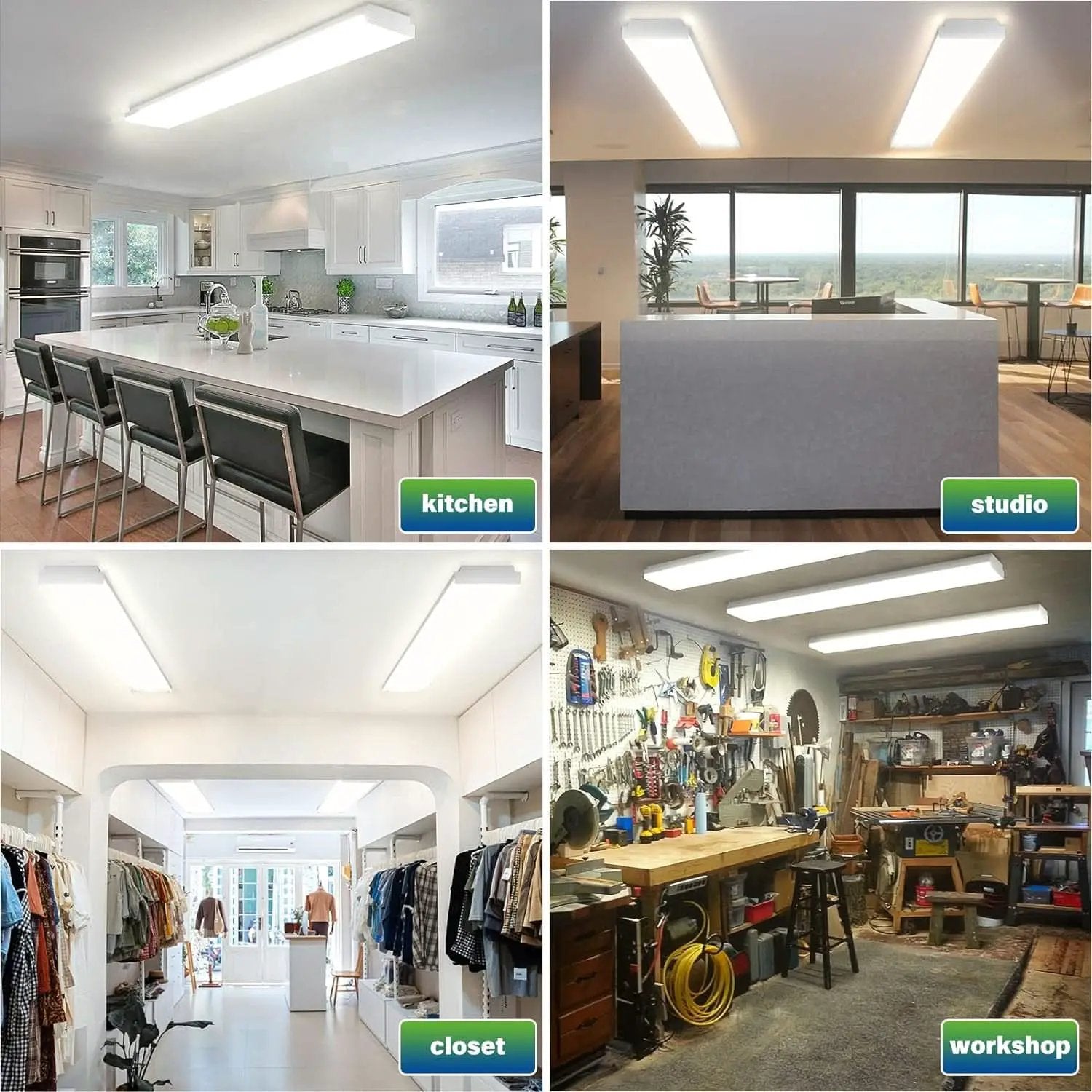 4Ft LED Wraparound Shop Lights 6000K 4400 Lumens 4 Pack from PriceLows™