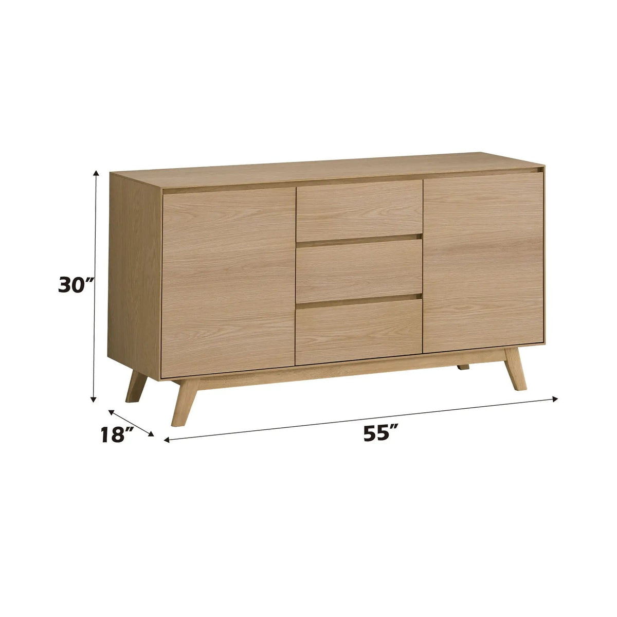 Kasem Server | 18 x 55 x 30 in | Metal | Oak