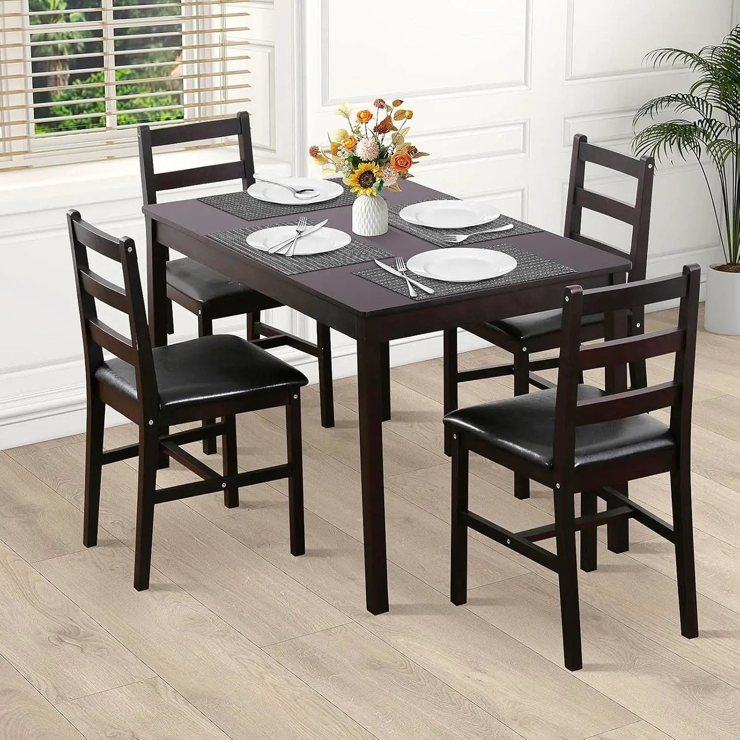 Brown Premium Five Piece Dining Table Set Apartment from PriceLows™
