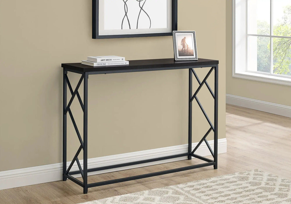 Modern Entryway Console Table | 44 Inch Width | Wood-Look Tabletop | Metal Frame