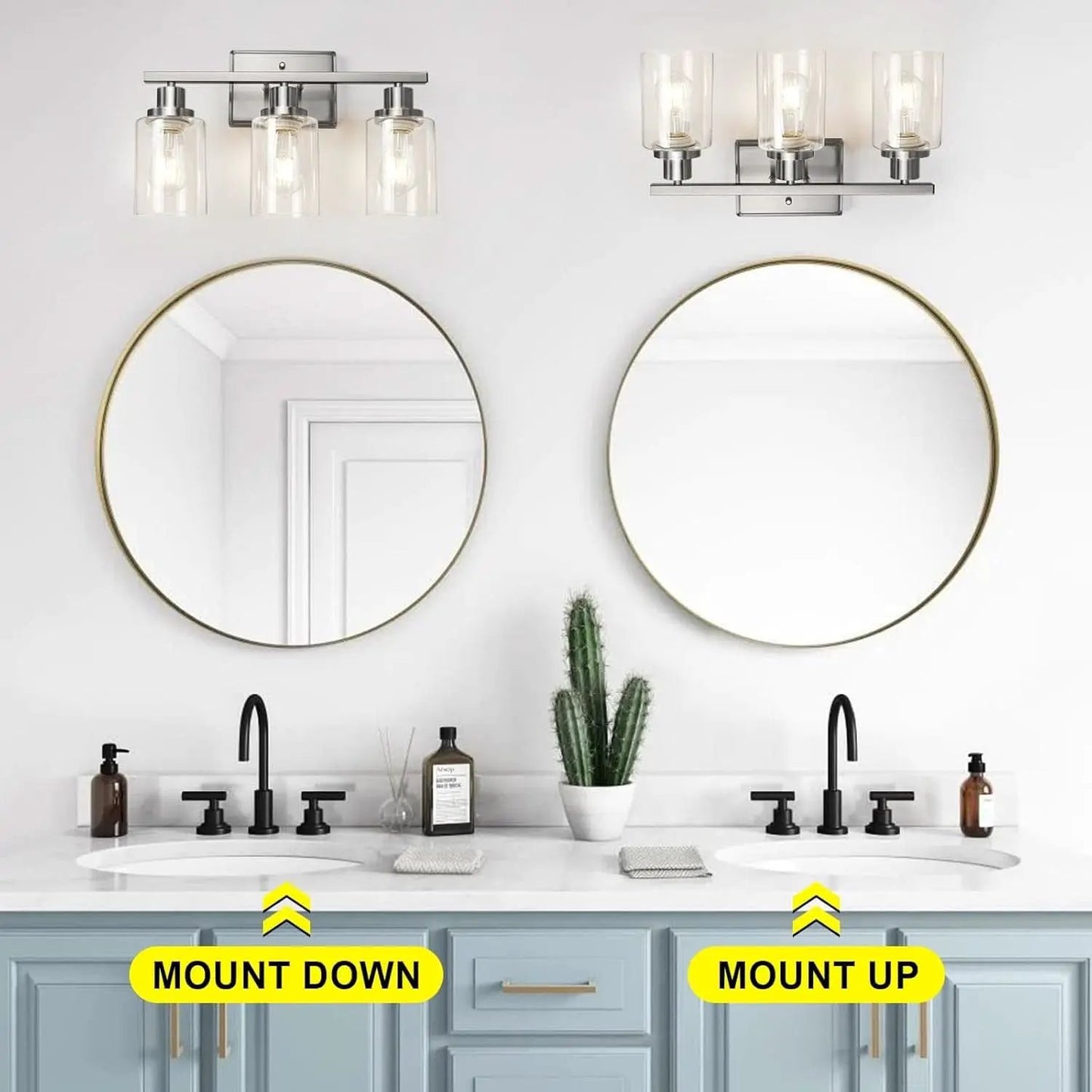 3 Light Brushed Nickel Vanity Light Fixture For Bathroom from PriceLows™