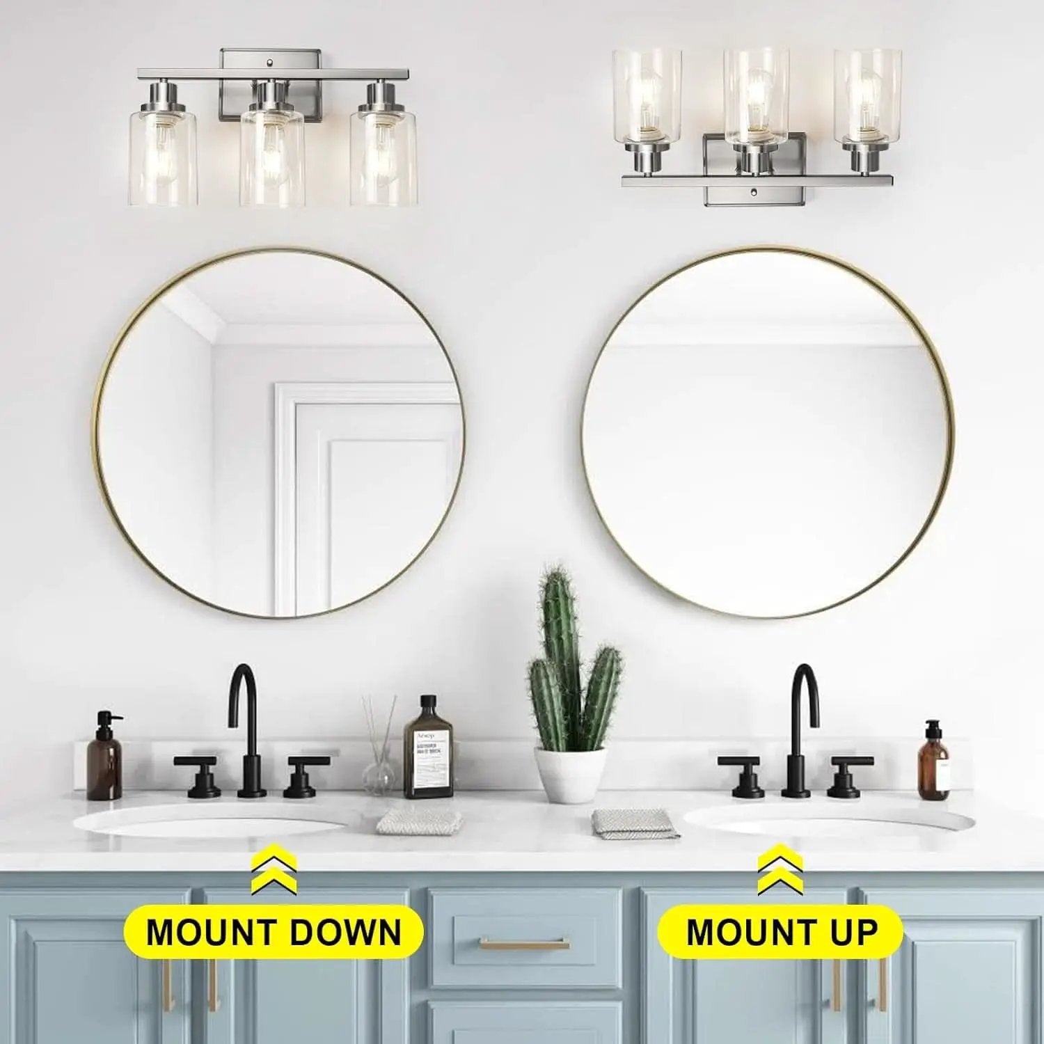 3 Light Brushed Nickel Vanity Light Fixture For Bathroom from PriceLows™