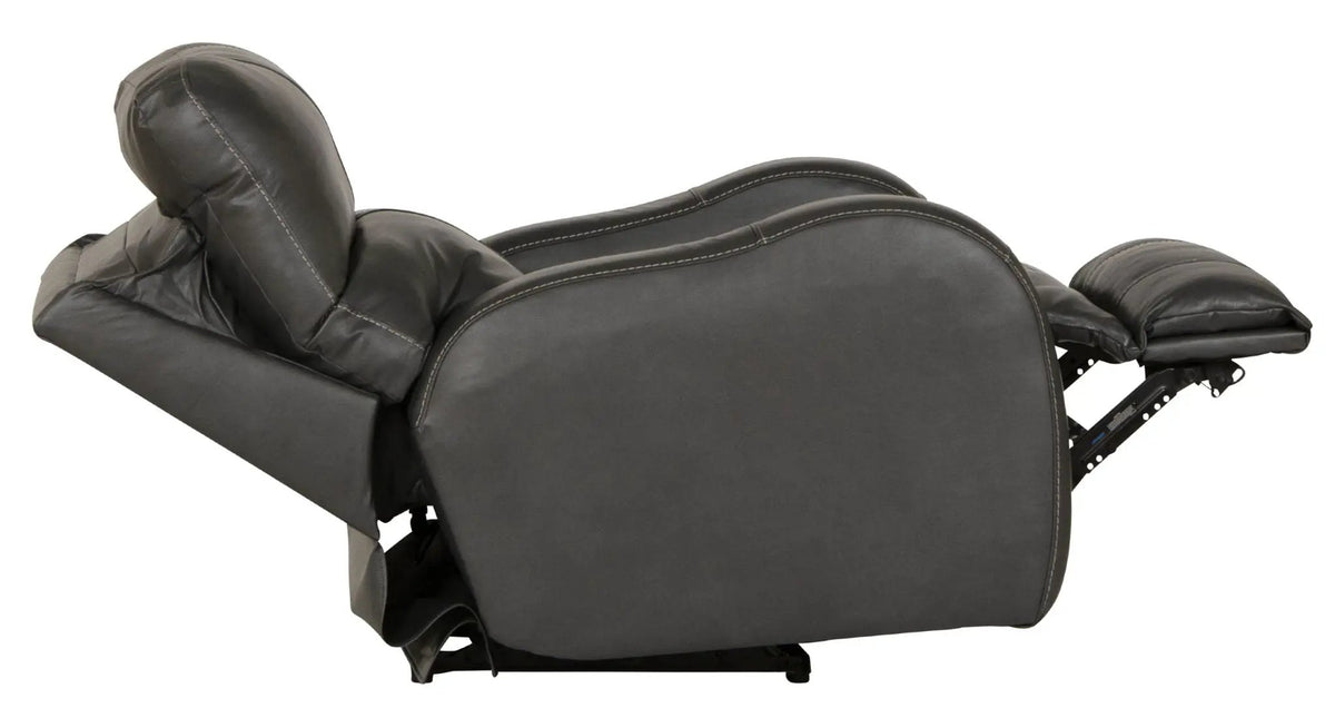 Leather Power Recliner | Lay Flat | Power Headrest | Gunmetal Black