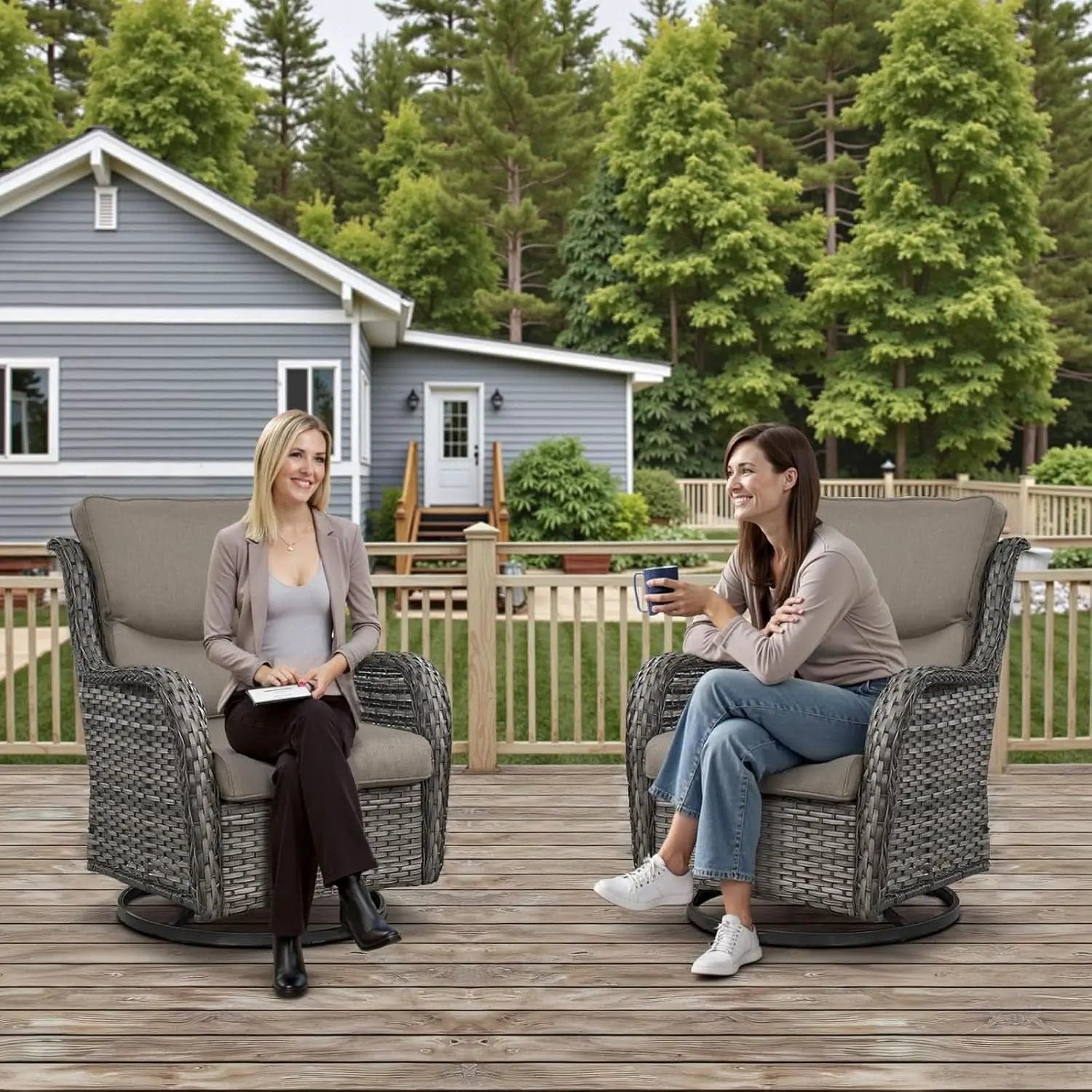 Comfortable Outdoor Swivel Rocker Patio Chairs Set from PriceLows™